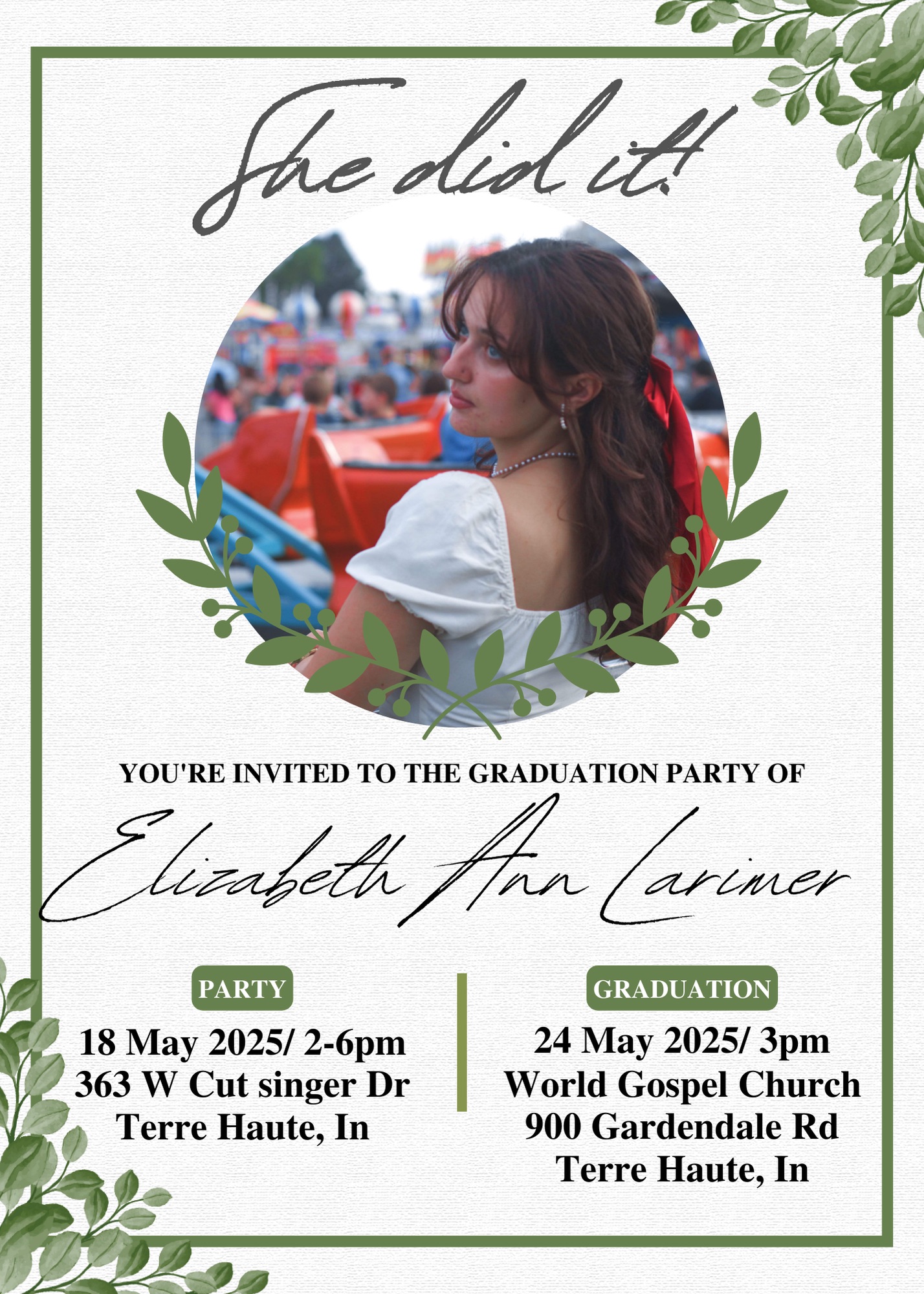 Elizabeth’s graduation party.