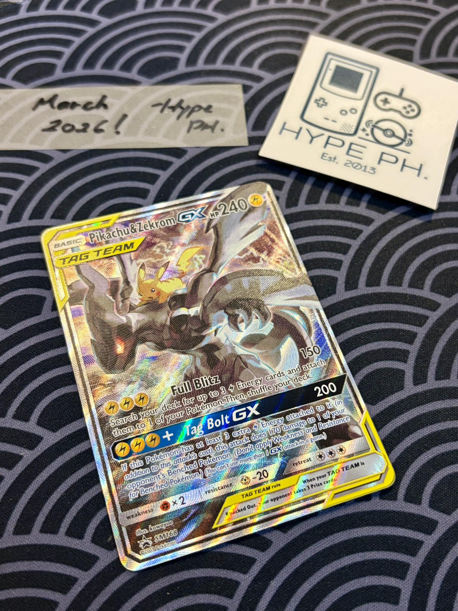 PSA 10 graded Pikachu and Zekrom GX Tag Team Pokémon card