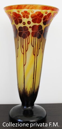 Jean Claude Navarro glass vase in blue, green, and brown