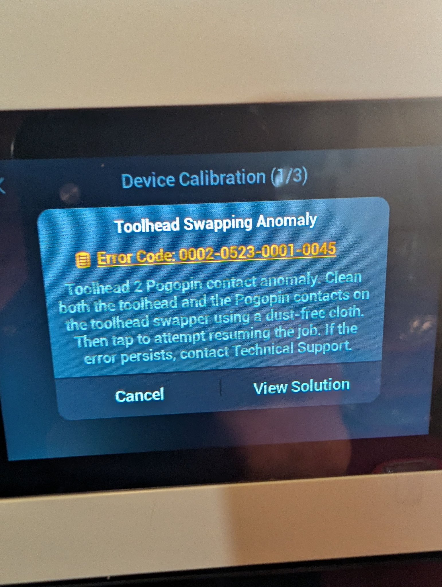 Snapmaker U1 toolhead swapping anomaly error solution