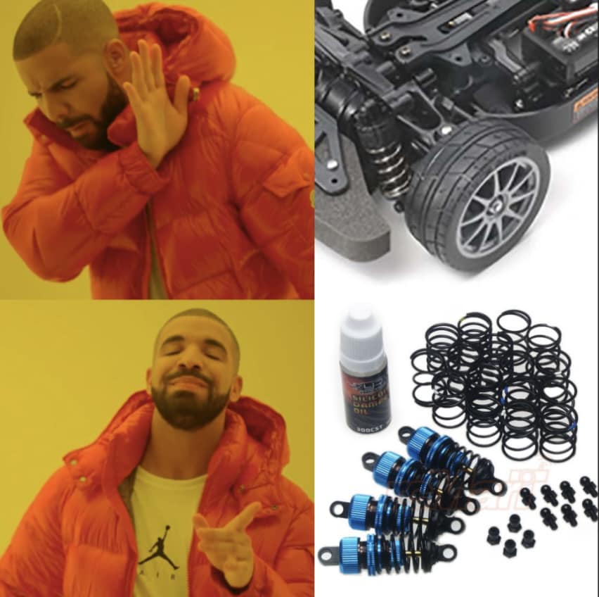 Yeah Racing DSG-0050OR Orange Shocks – 50mm Damper Set Of 4 For 1/10 Touring Cars