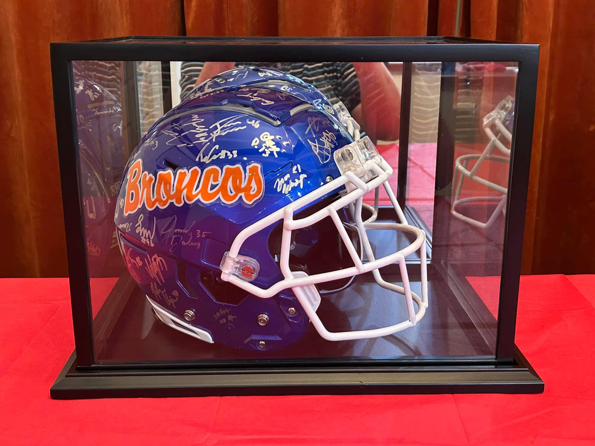 boise state 2019 football helmet auction frogs Broncos White Authentic Speedflex SP face mask Boise State's hand-painted "Front Porch