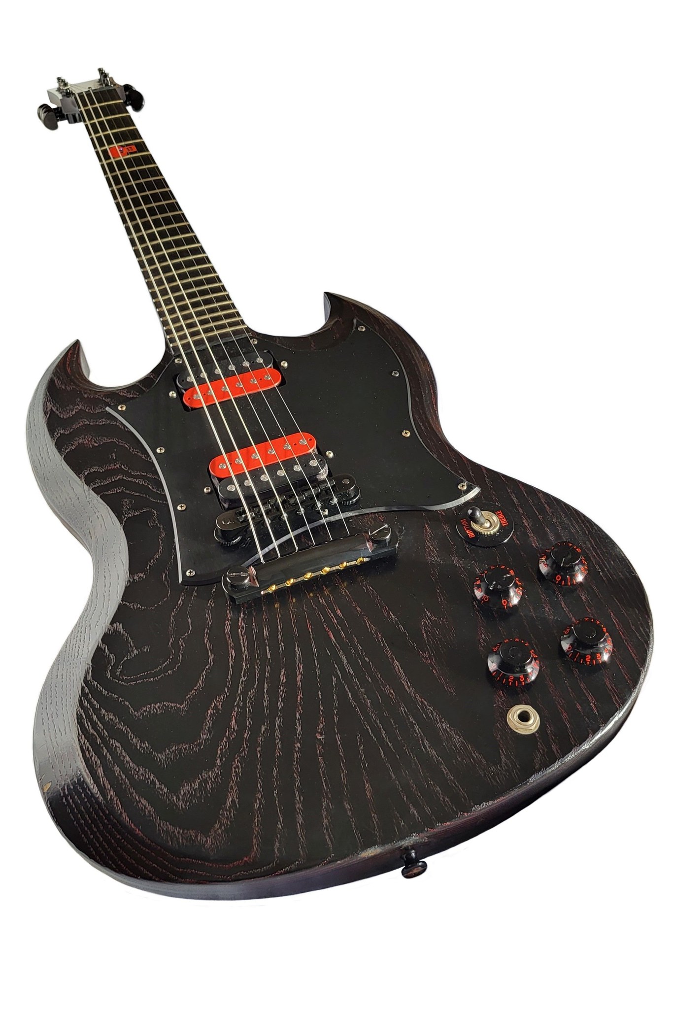 2002 Gibson SG Voodoo guitar with Vox AC100CP head and Marshall cab