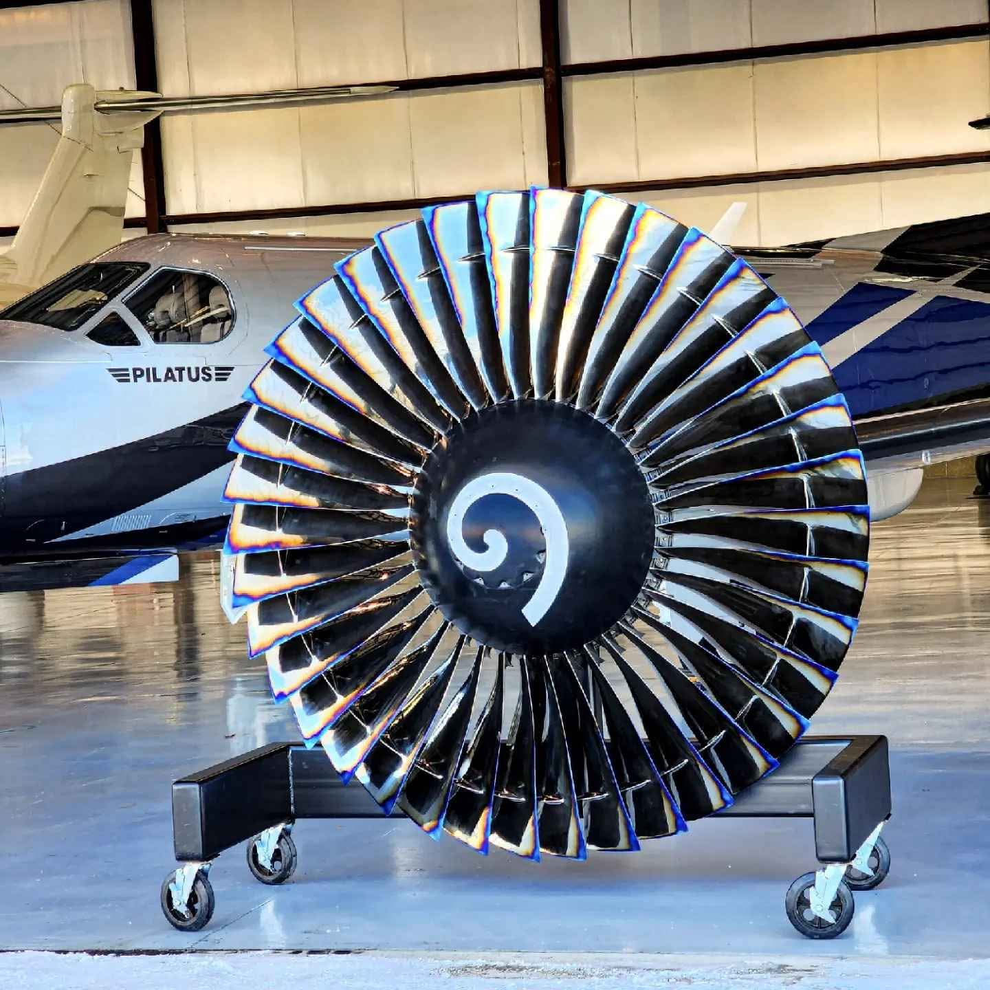 This is the titanium fan section to a General Electric CF6 engine