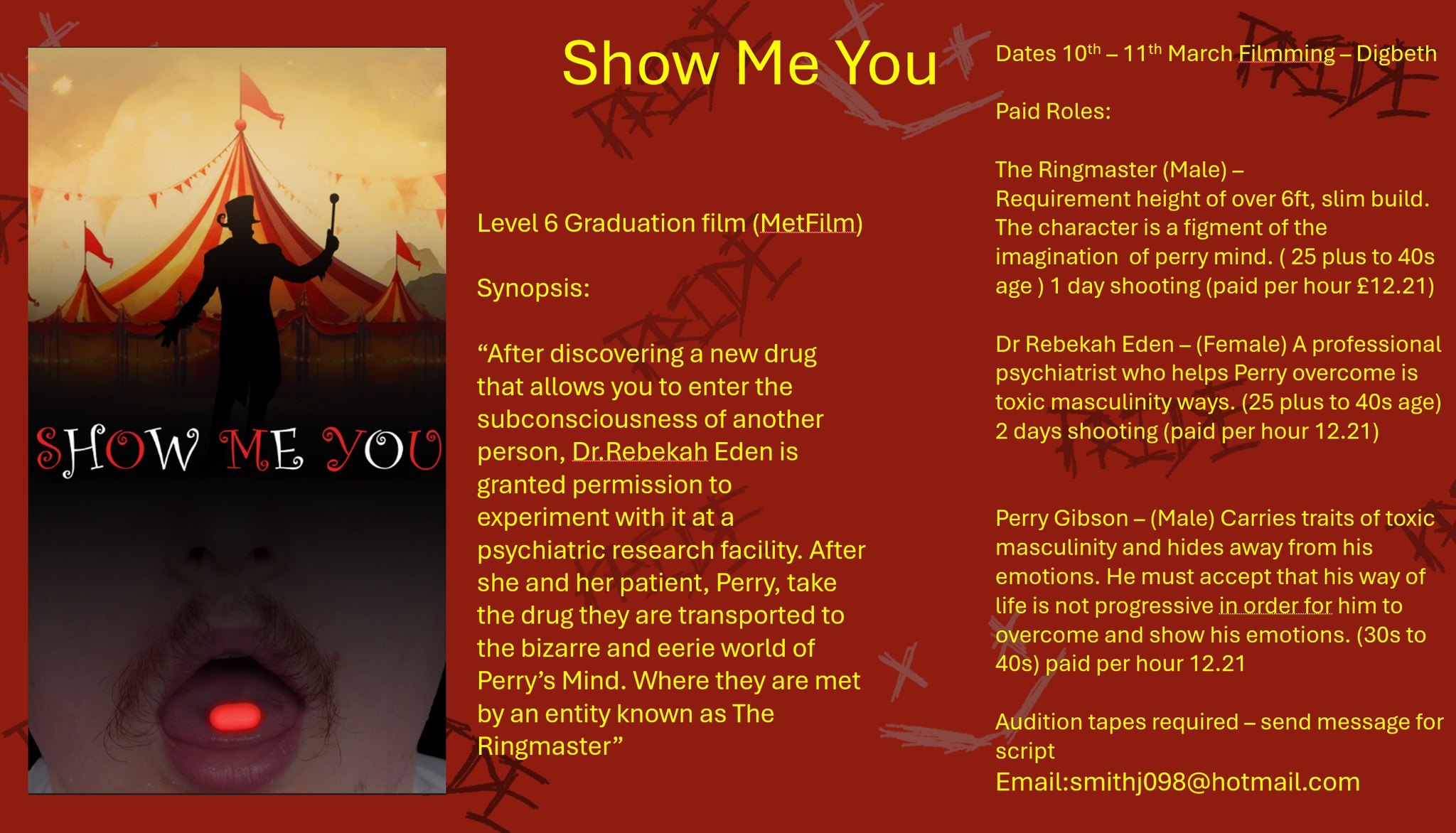 Midlands Actors and SAs | Hi looking to cast for my graduation film ...