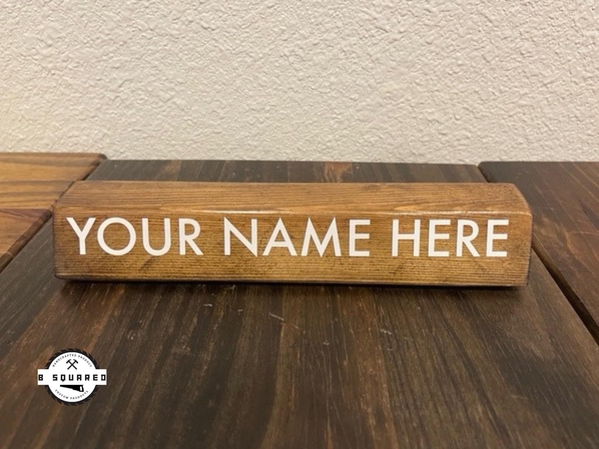 Custom Desk Name Plate - Personalized Acrylic Office Sign With Rose Floral Design (8"x3")