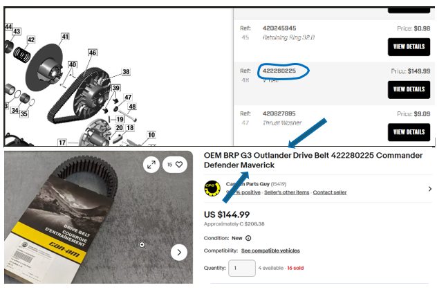 OEM Can-Am 422280364 422280367 Drive Belt - Fits 2013-2020 Maverick & Commander