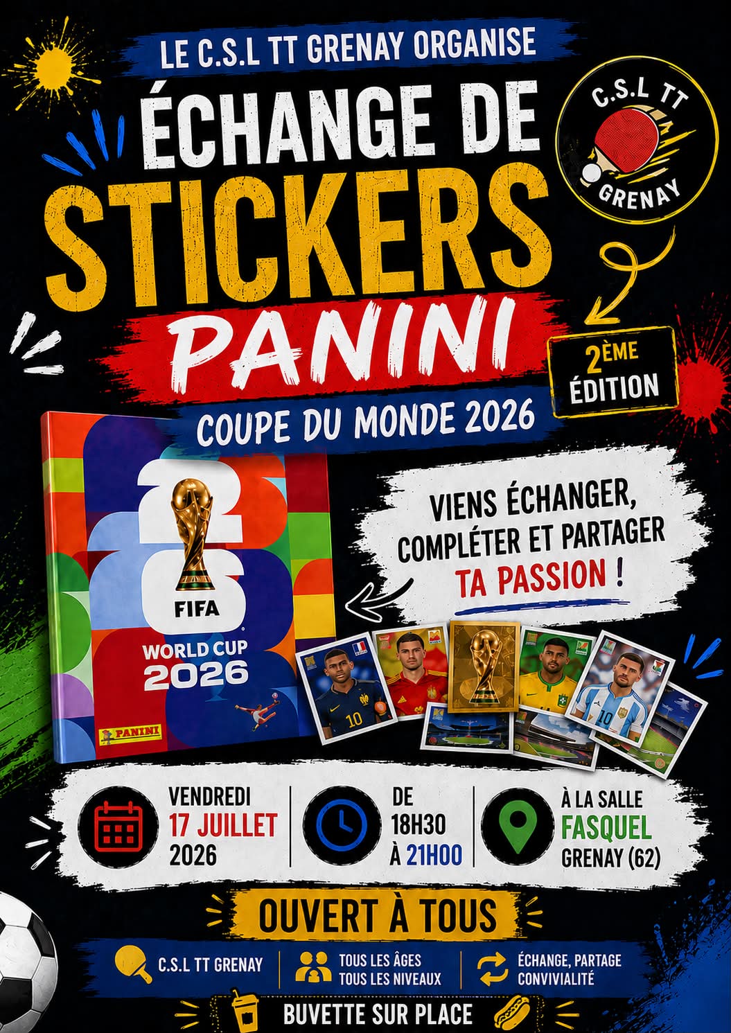 XXL Set Panini Championnat du Monde 2026 Album Original & Stickers, Calendrier des Matchs + Guirlande Allemagne, XXL Bundle Collector (25 Paquets / 175 Stickers