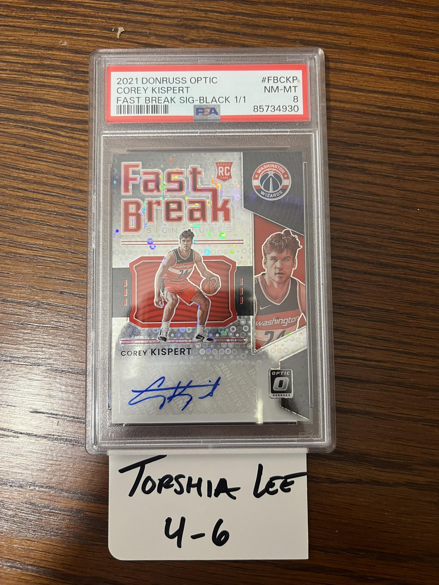 2021 Donruss Optic Corey Kispert black fast break auto