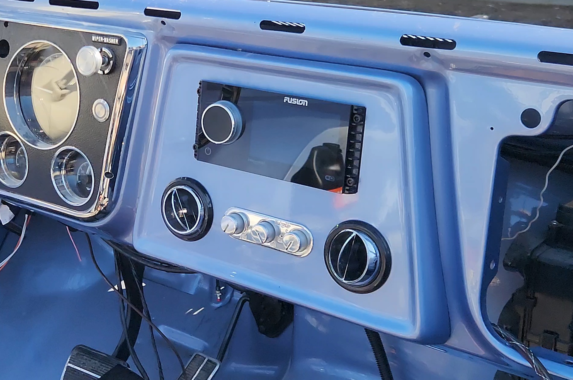 Custom Bomber Style Dash For 1967-1972 C10 Chevrolet Truck - Light Up High Beam Indicator, Raw Steel, Made In USA