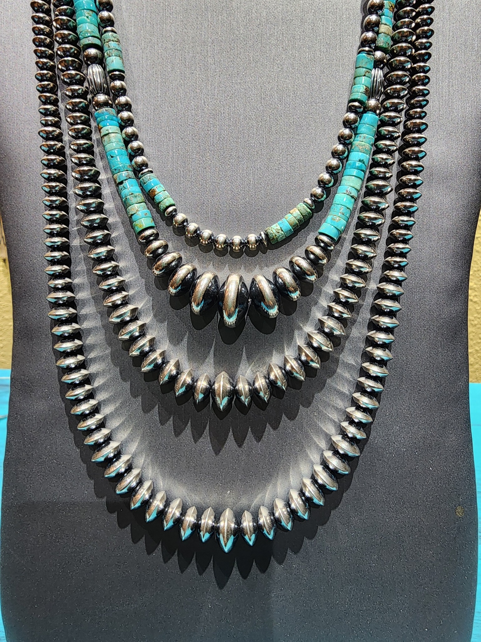 Sterling silver beaded necklaces for sale display picture 1