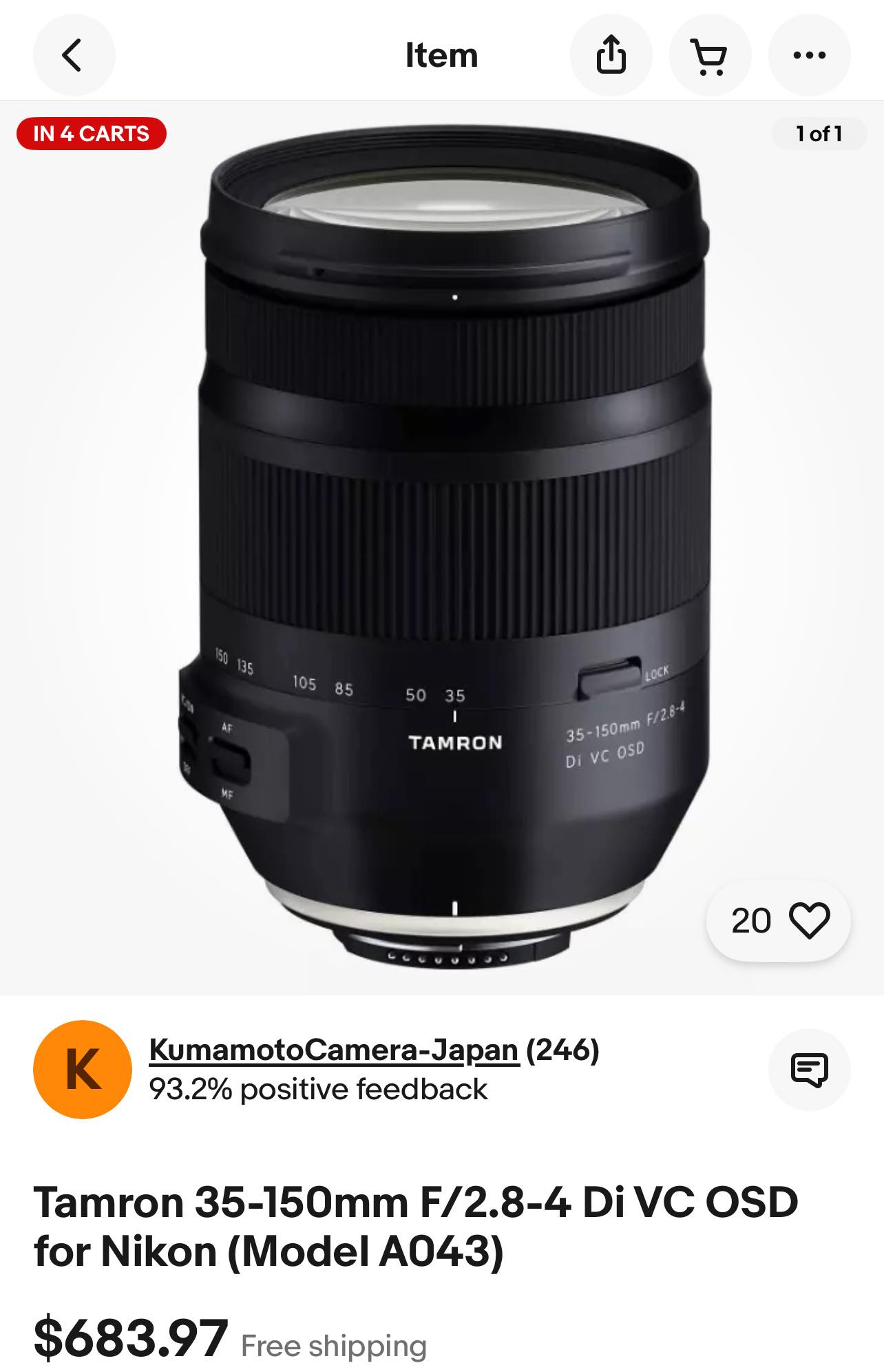 Tamron 35-150mm lens for Nikon D750