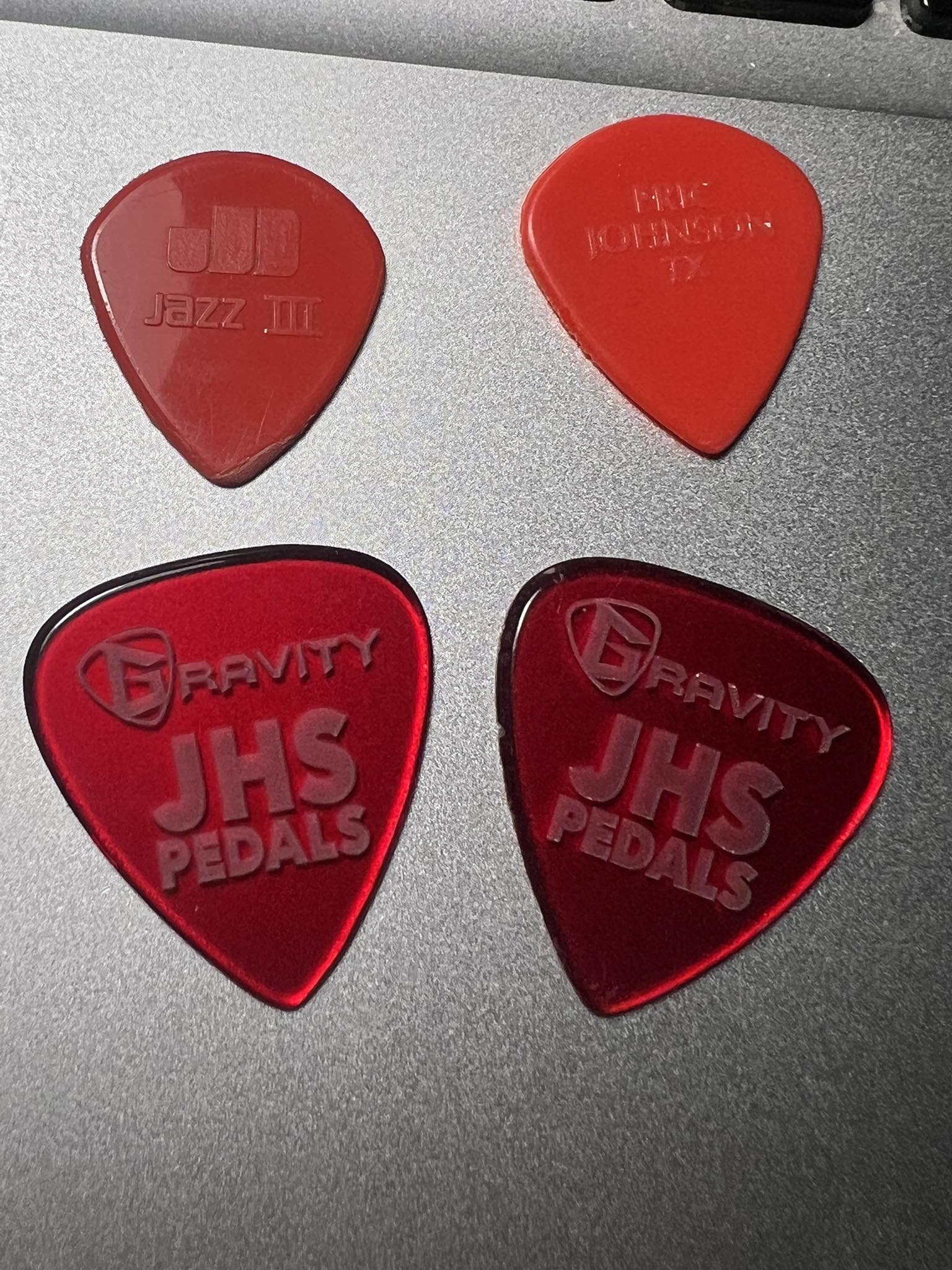 Jazz III and Eric Johnson signature model for scale, no Gravity pick