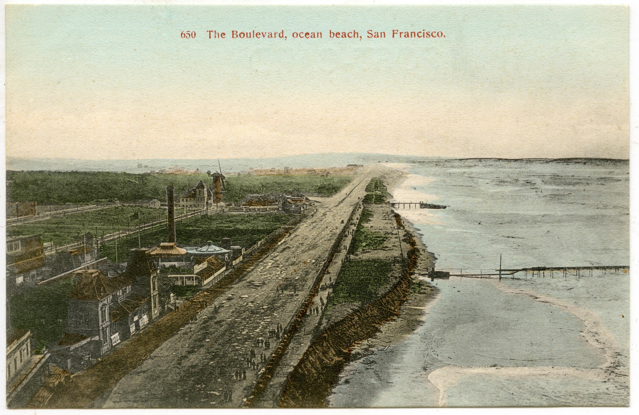 1903 View Down Along the Ocean Beach Coastline ***