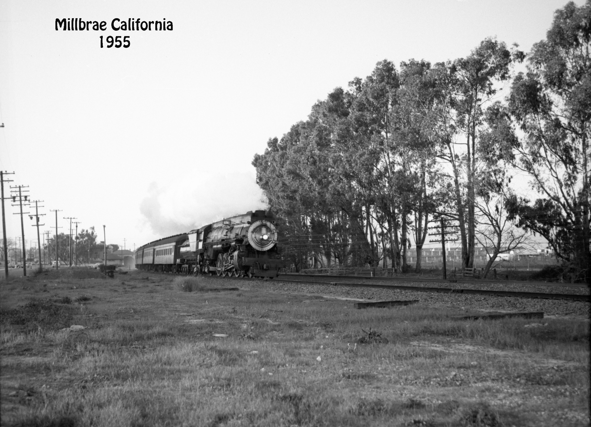 057 SP Steam 4342 Tr 124, Departing Millbrae 1955, Sievers Image