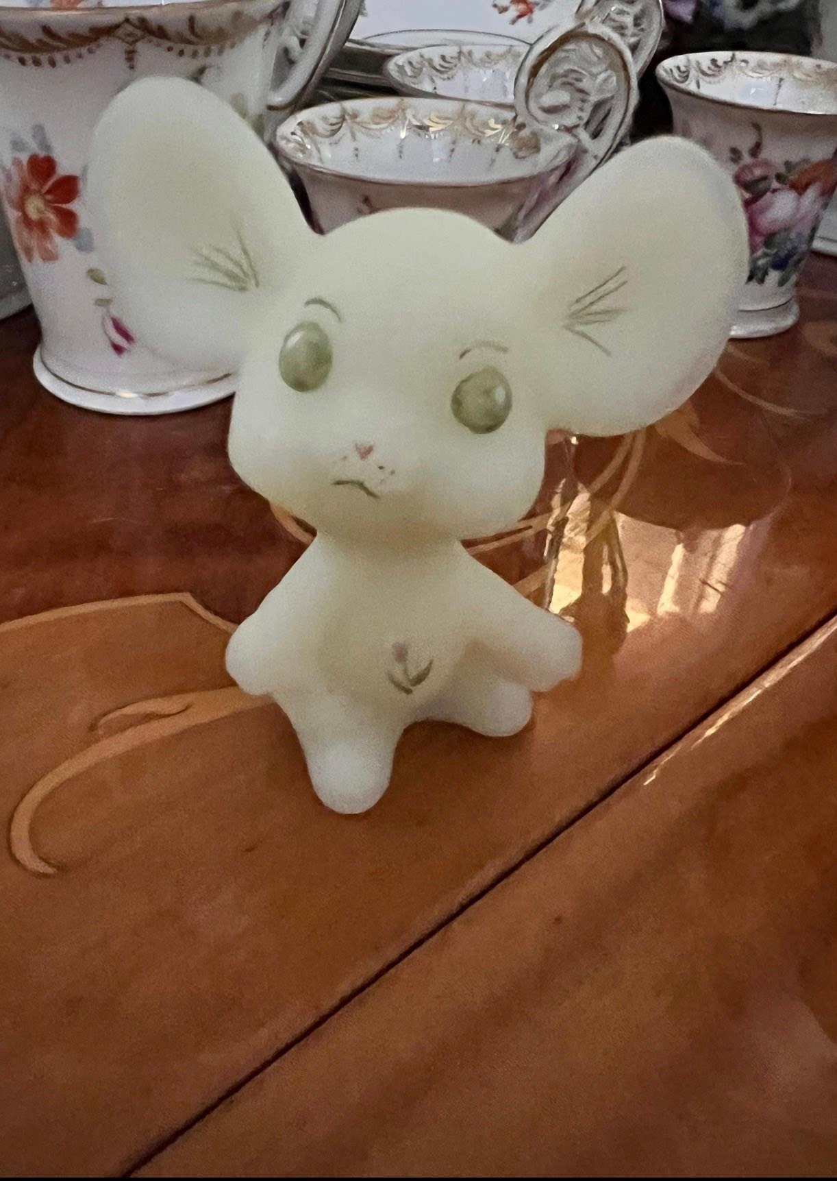 Collectible Fenton frosted glass mouse figurine is part of the