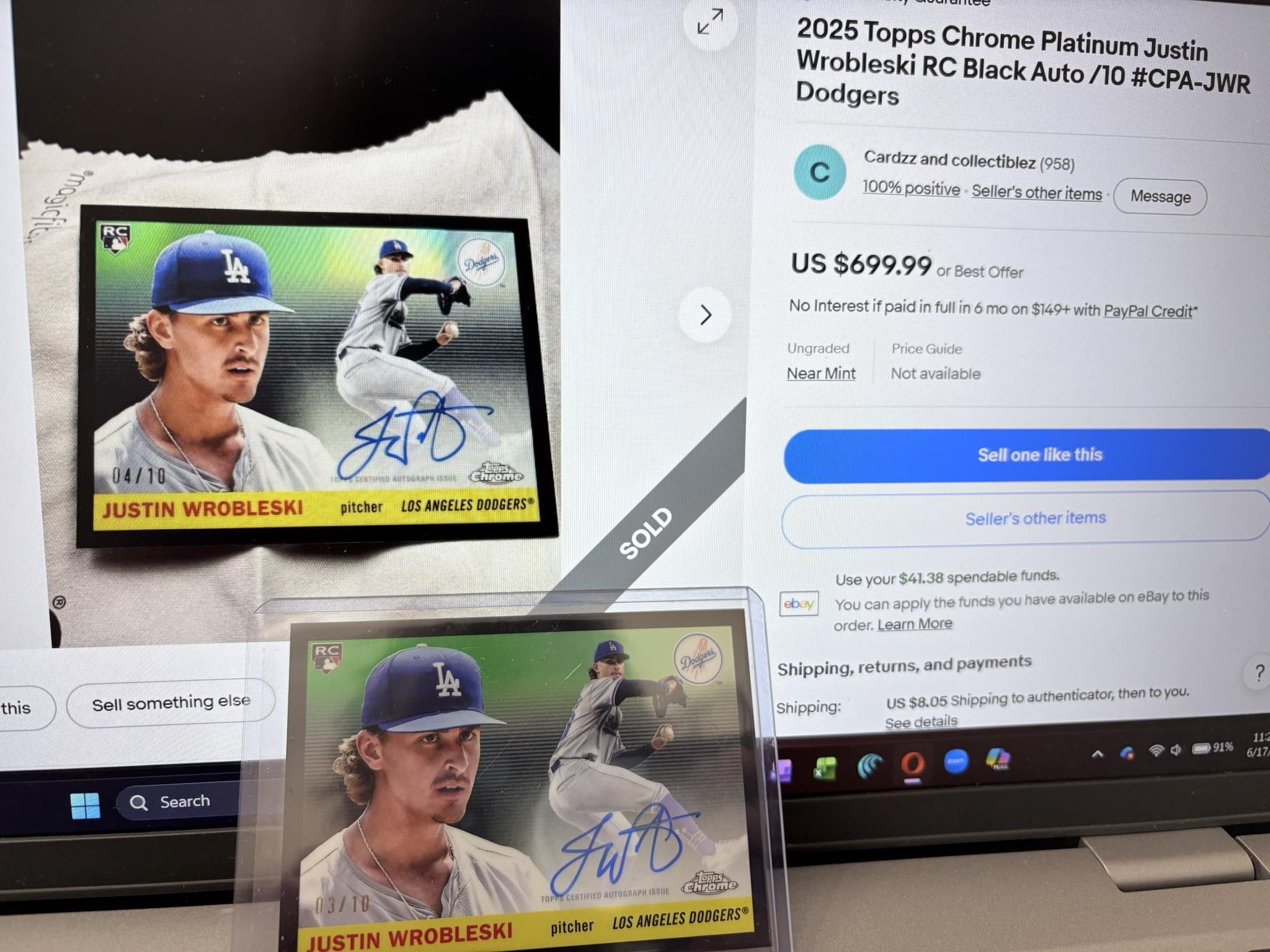 Pulled rare 2025 Topps Platinum Justin Wrobelski RC Black Auto 