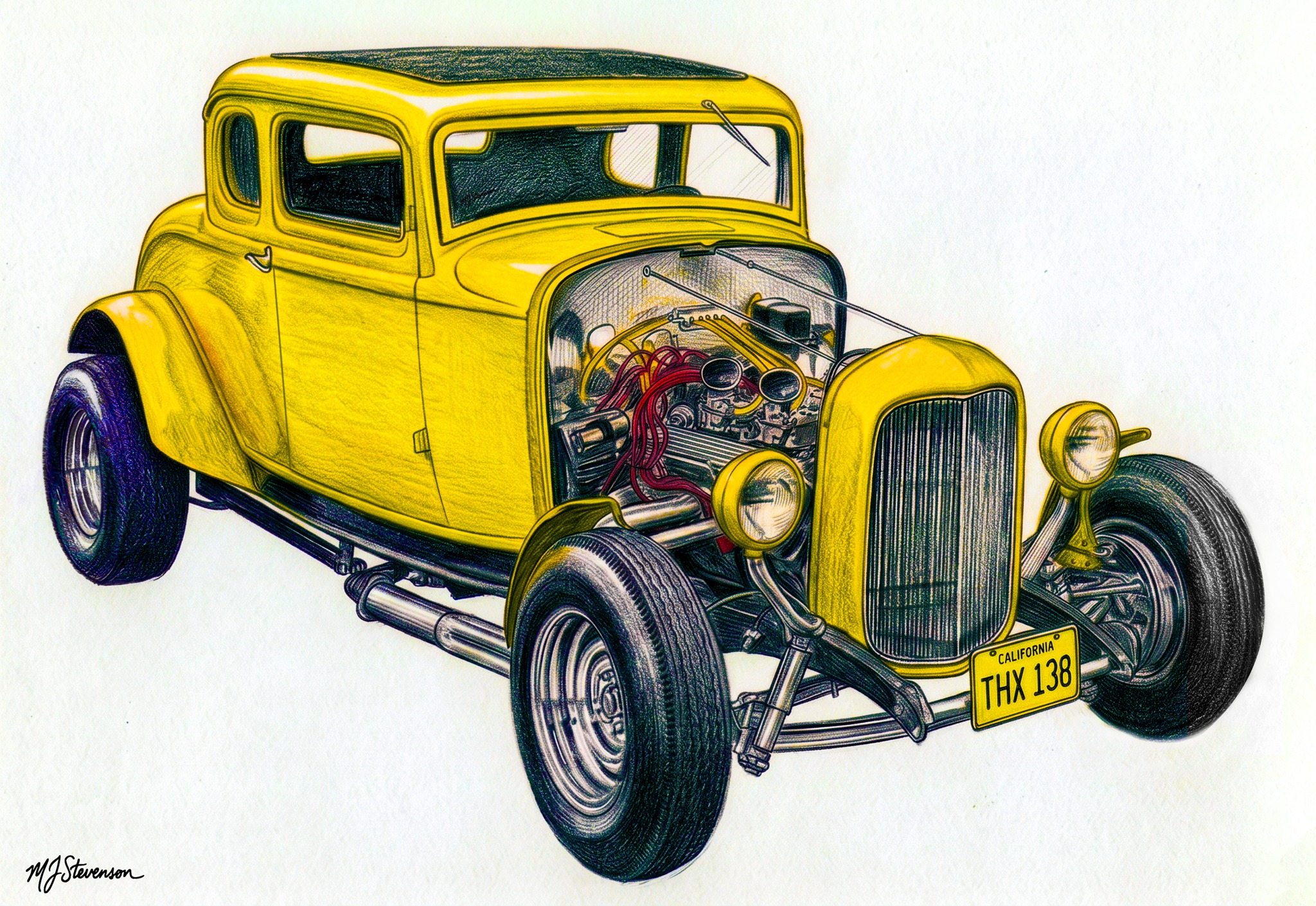 John Milner's '32 Ford from American Graffiti in digital art