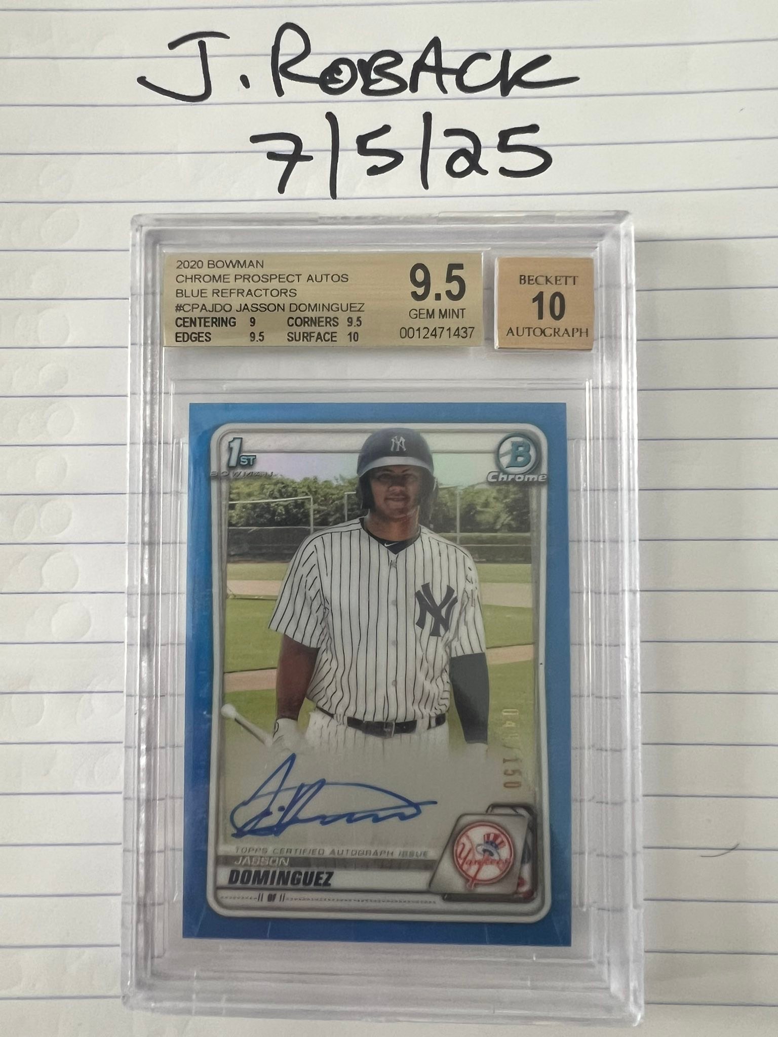 Bowman draft blue refractor auto of Ryan Mitchell