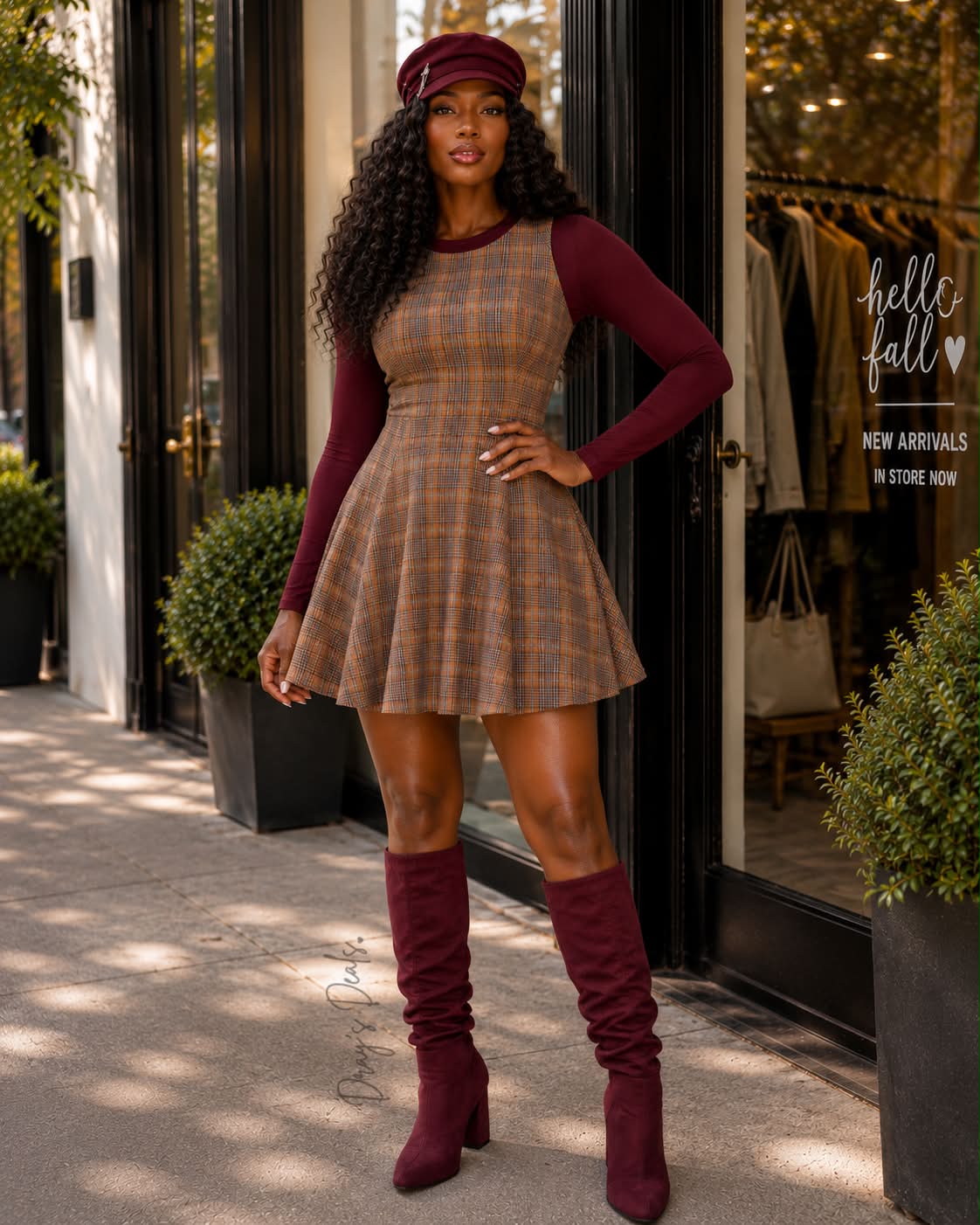 burgundy dress with boots Fall outfit plaid mini, fishnets and 720D ensuring a regular fit Top Size:XL Chae Soo-Bin Where: MBC