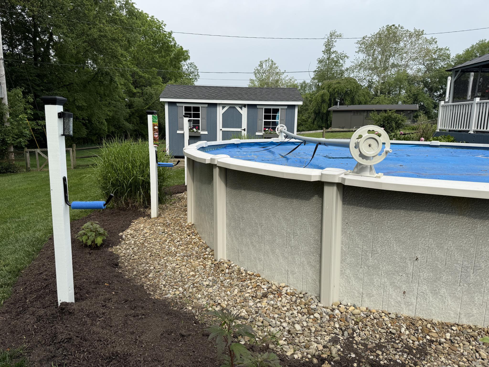 Above Ground Swimming Pools Group | Put in those three posts to hold ...