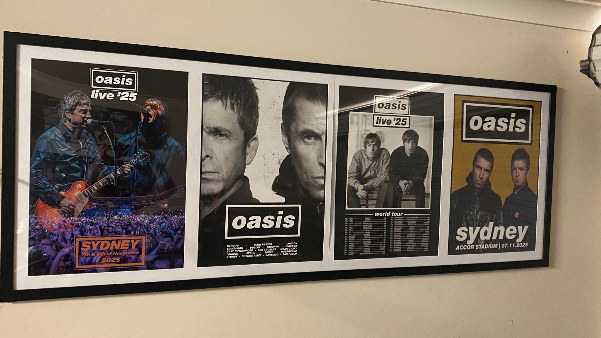 Oasis 1996 tour poster framed