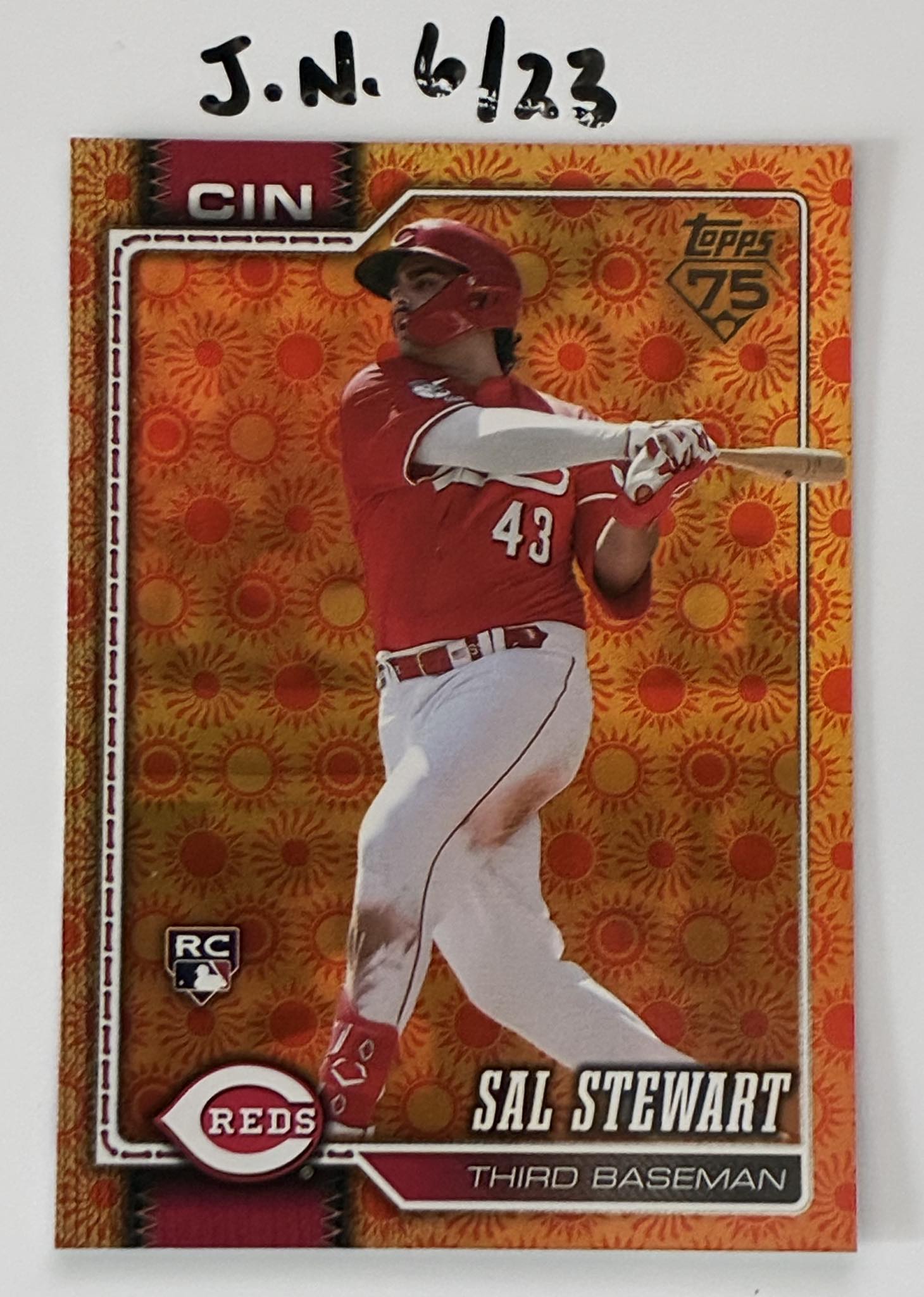 Sal Stewart 2026 Topps Series 2 Orange Sun Holo Foil Rookie Card 
