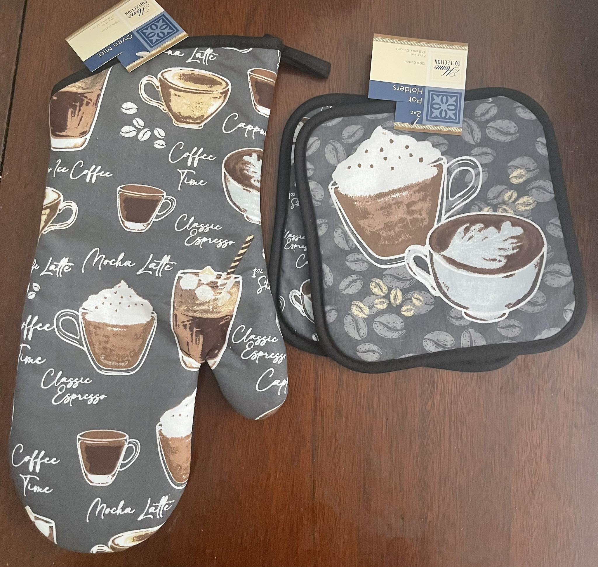 6-Piece Oven Mitts & Pot Holder Set - Heat Resistant To 500°F, Non-Slip Silicone, Grey