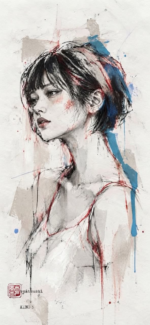 今日の美人画です。 A4ケント紙 5H〜6B鉛筆