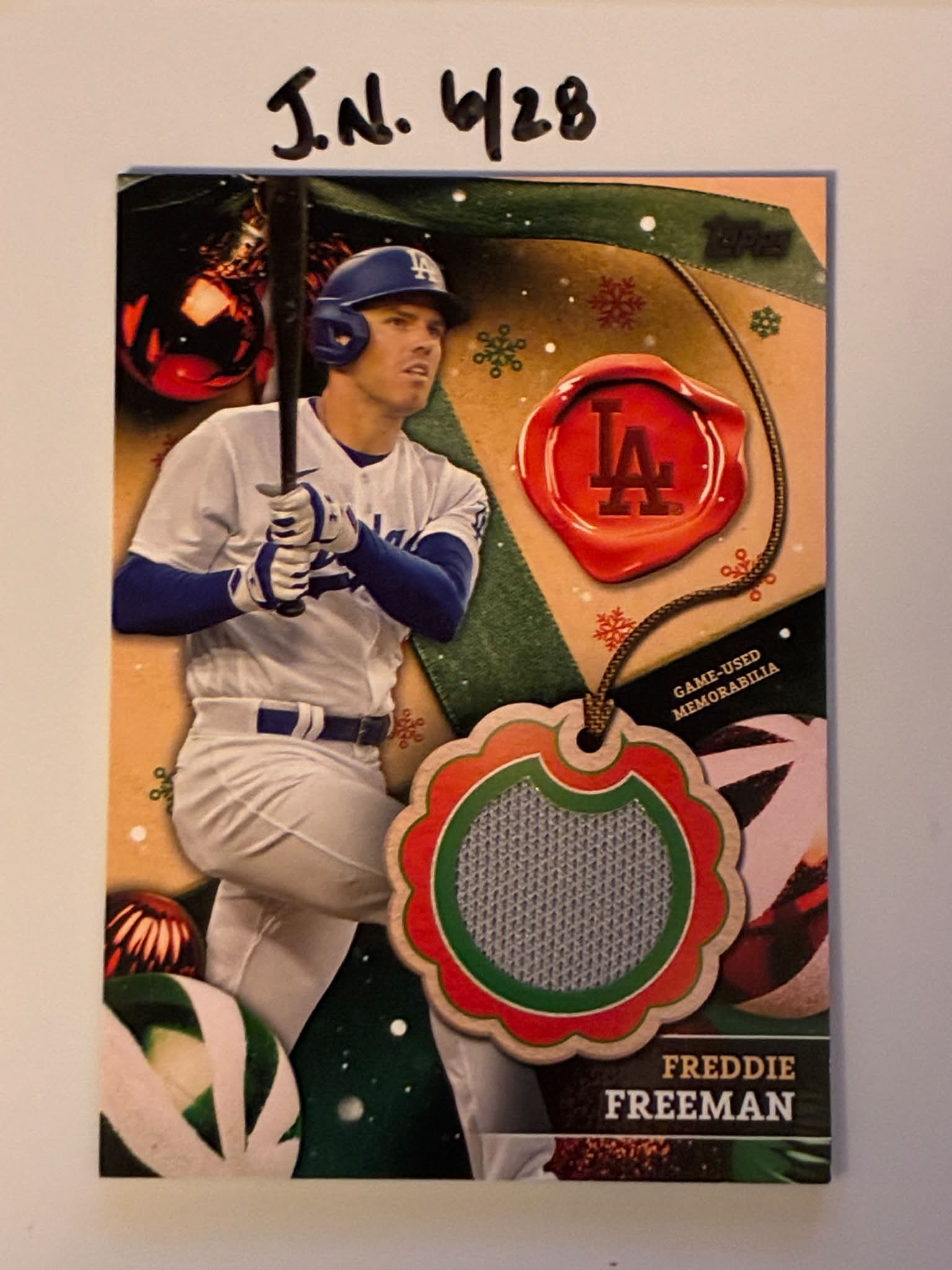 2024 Topps Holiday Mega Relic card of Freddy Freeman