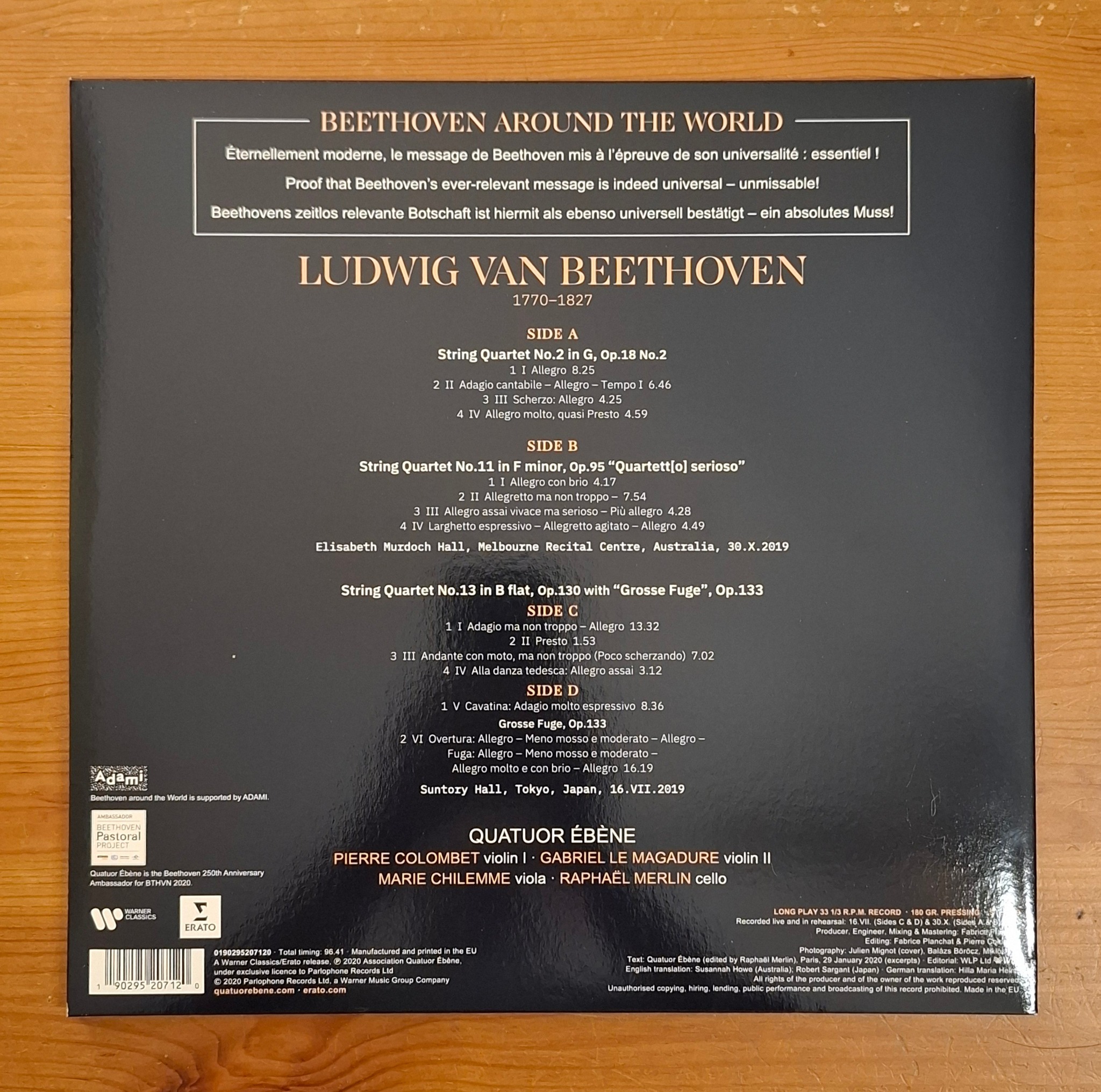 On the turntable Quatuor Ébène–Beethoven Around the World (2020