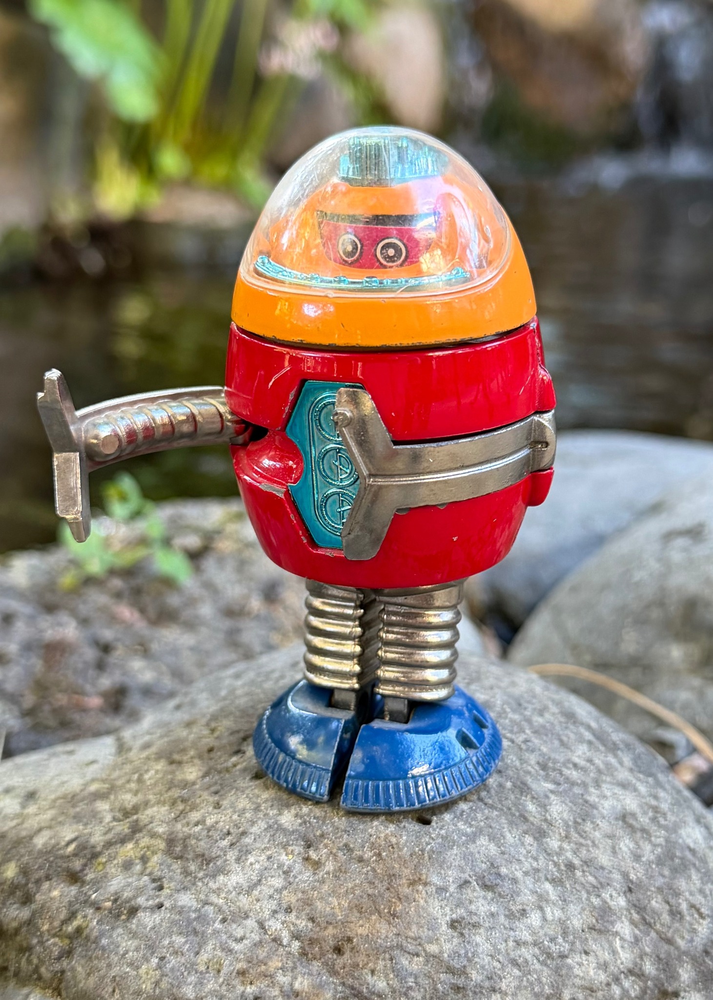 1976 BLUE SILVER UFO Commander 7 , UC-71 Shinsei Mini POWER Space Toy.