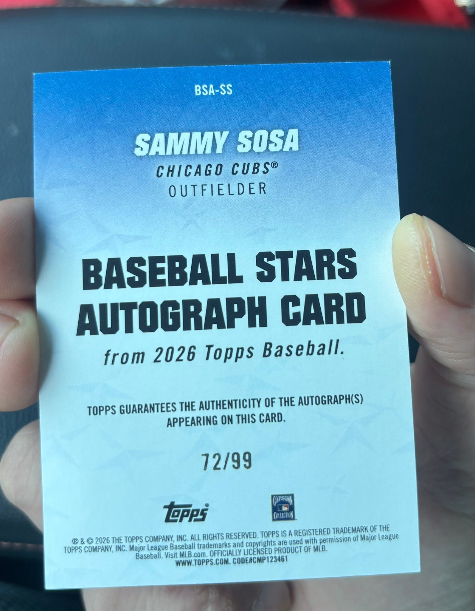 Sammy Sosa Auto /99 Topp Series 1