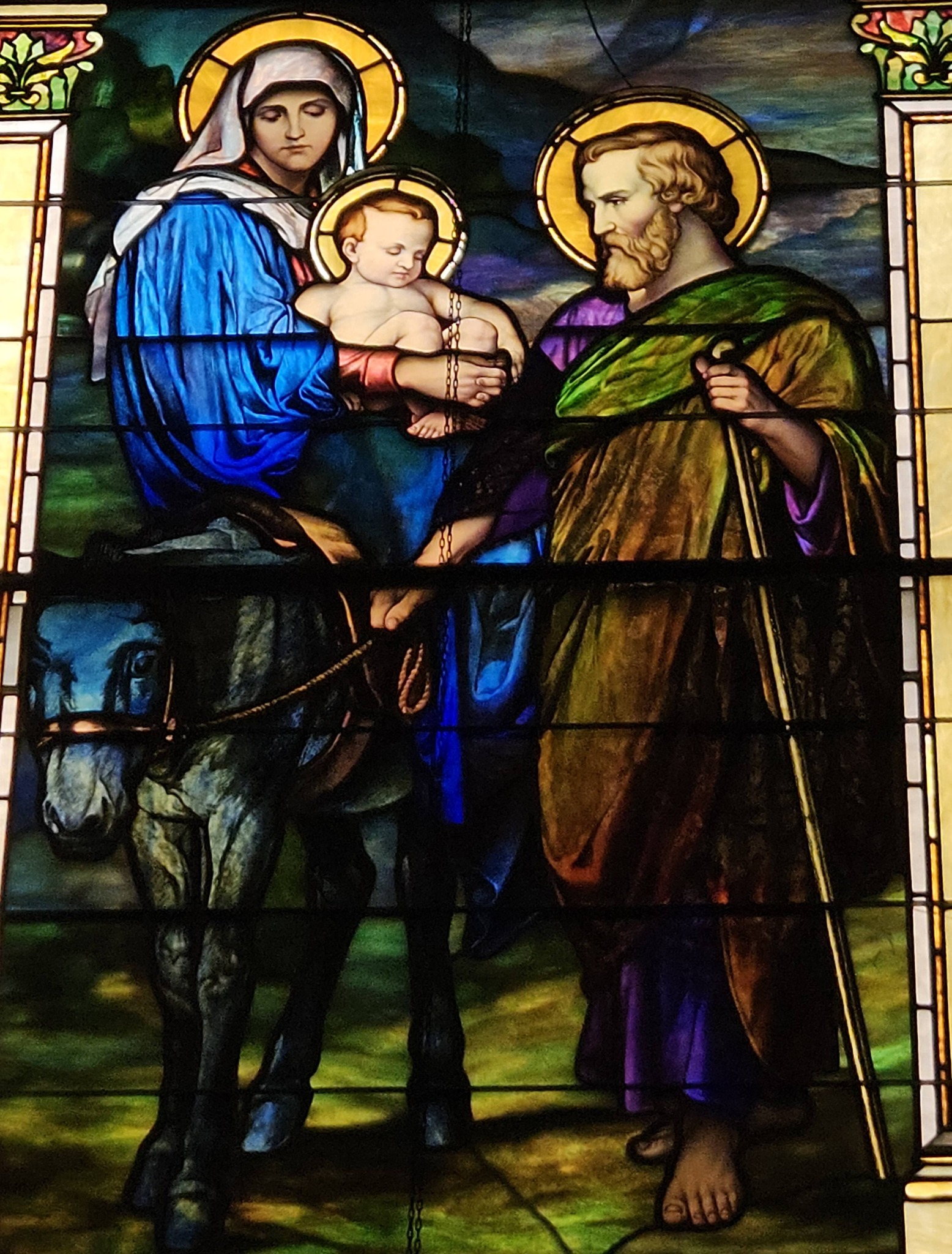 The Flight into Egypt stained glass window at Co-Cathedral of St