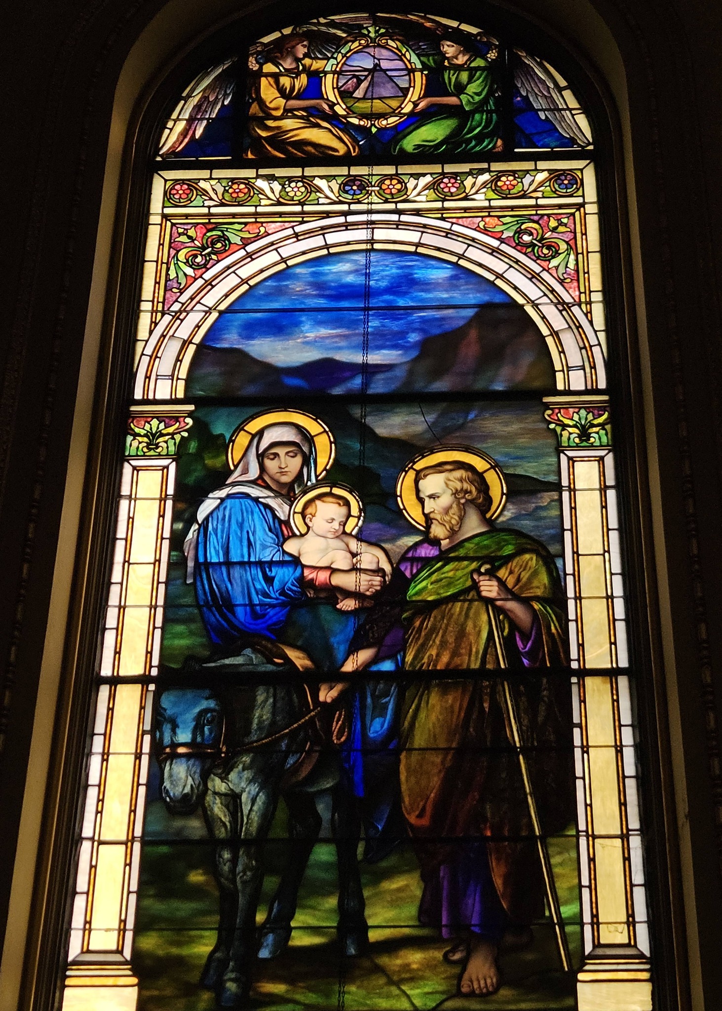 The Flight into Egypt stained glass window at Co-Cathedral of St