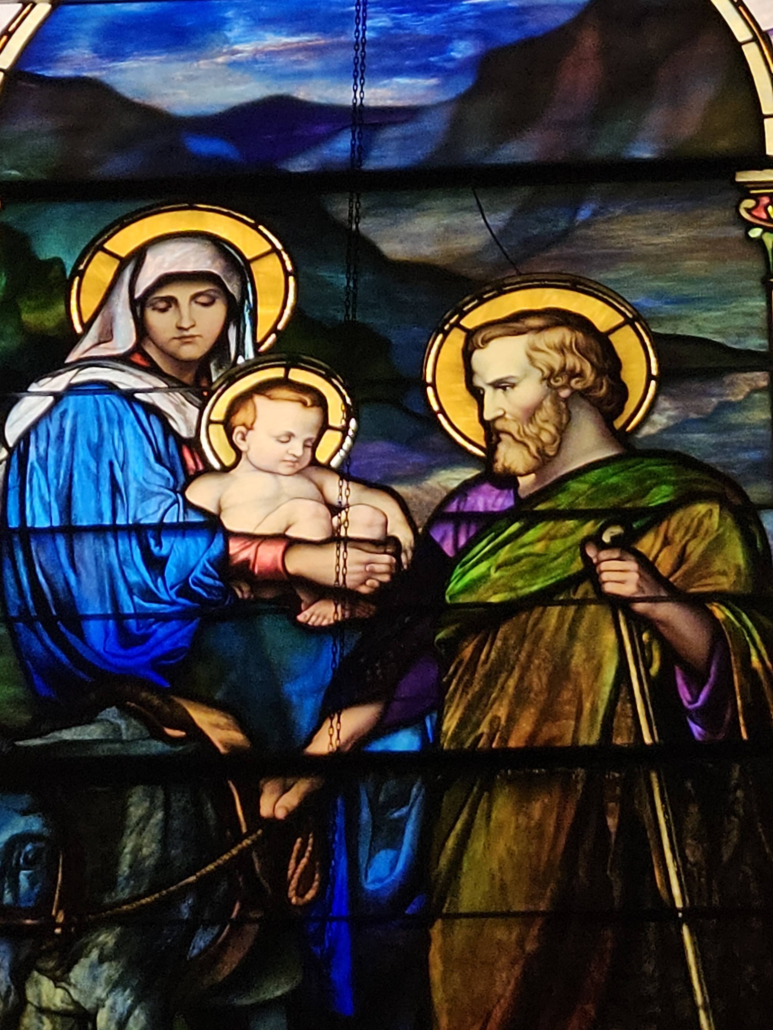 The Flight into Egypt stained glass window at Co-Cathedral of St