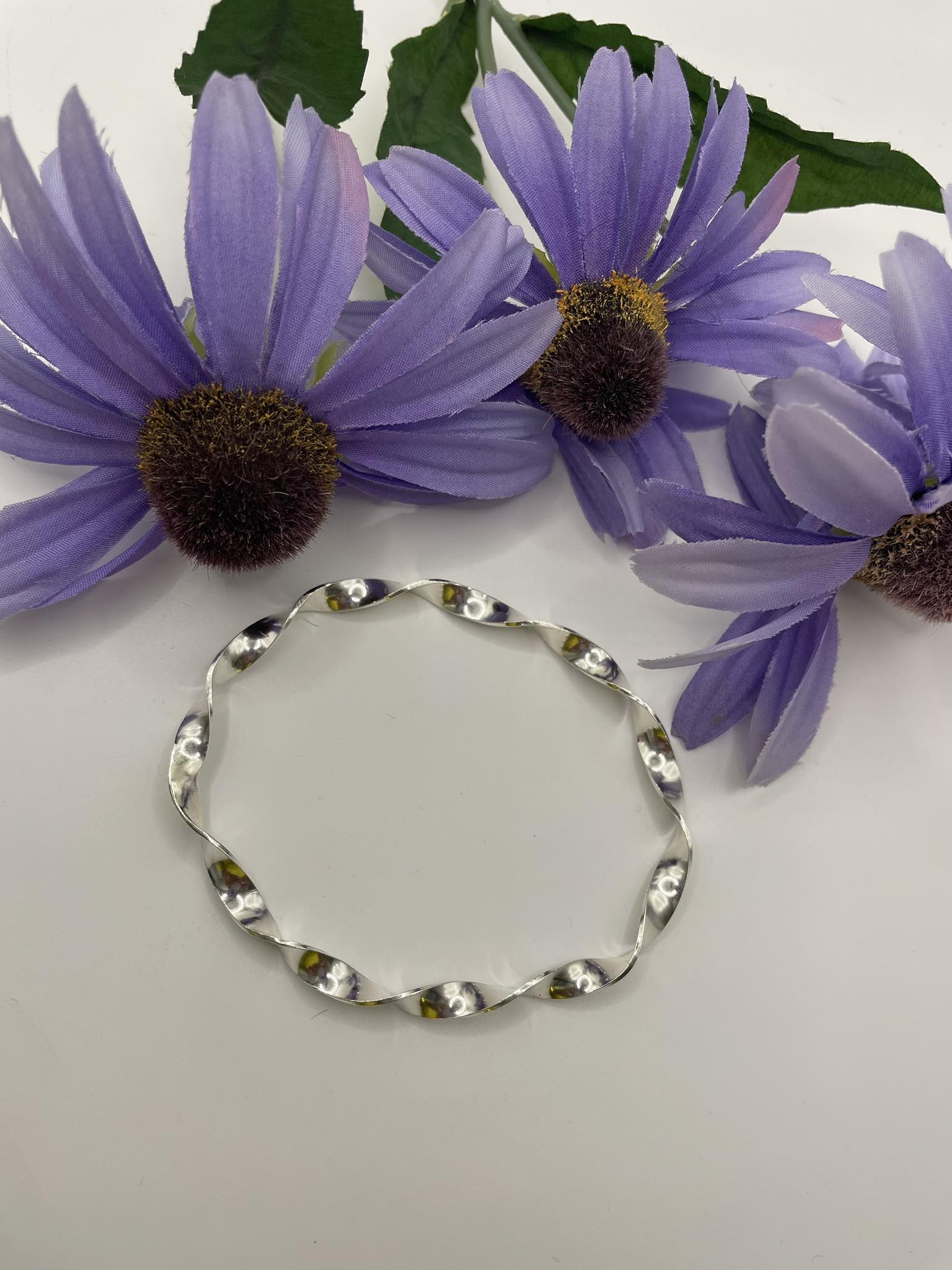 Sterling silver oval twist bangle birthday gift