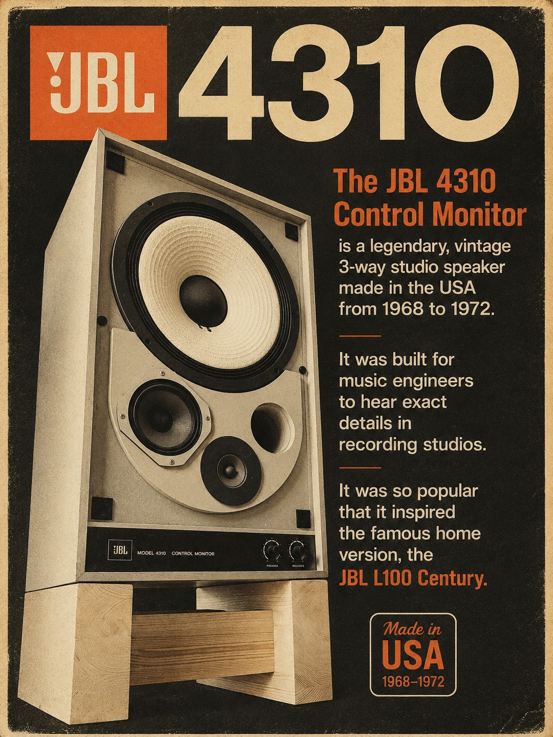 JBL 4310 The JBL 4310 Control Monitor is a legendary, vintage 3
