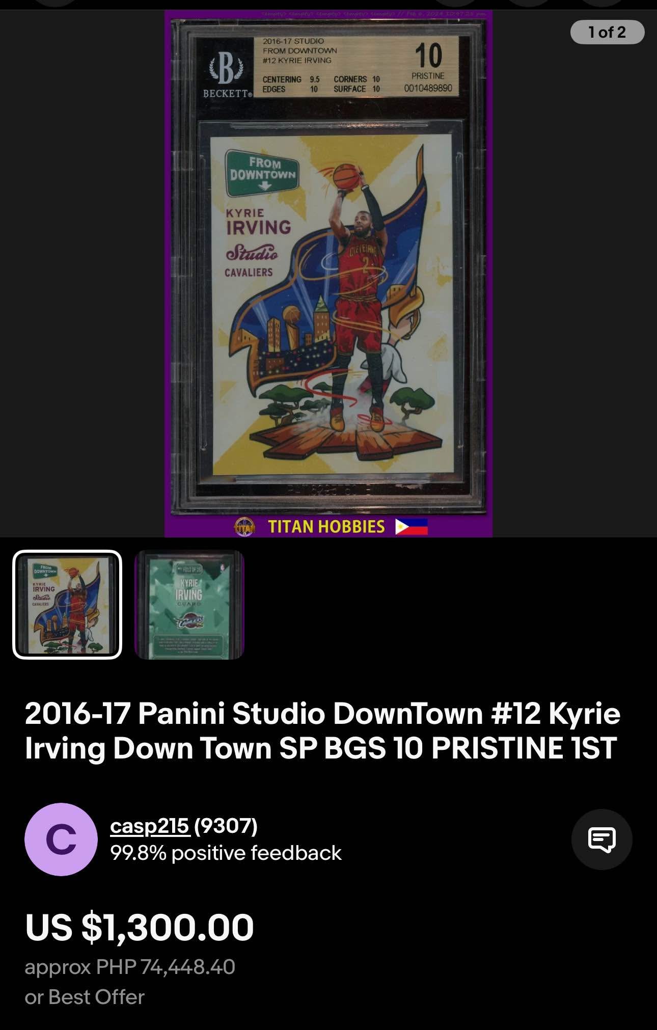 Selling Kyrie Irving Studio From Downtown BGS 10 Pristine - 70K 