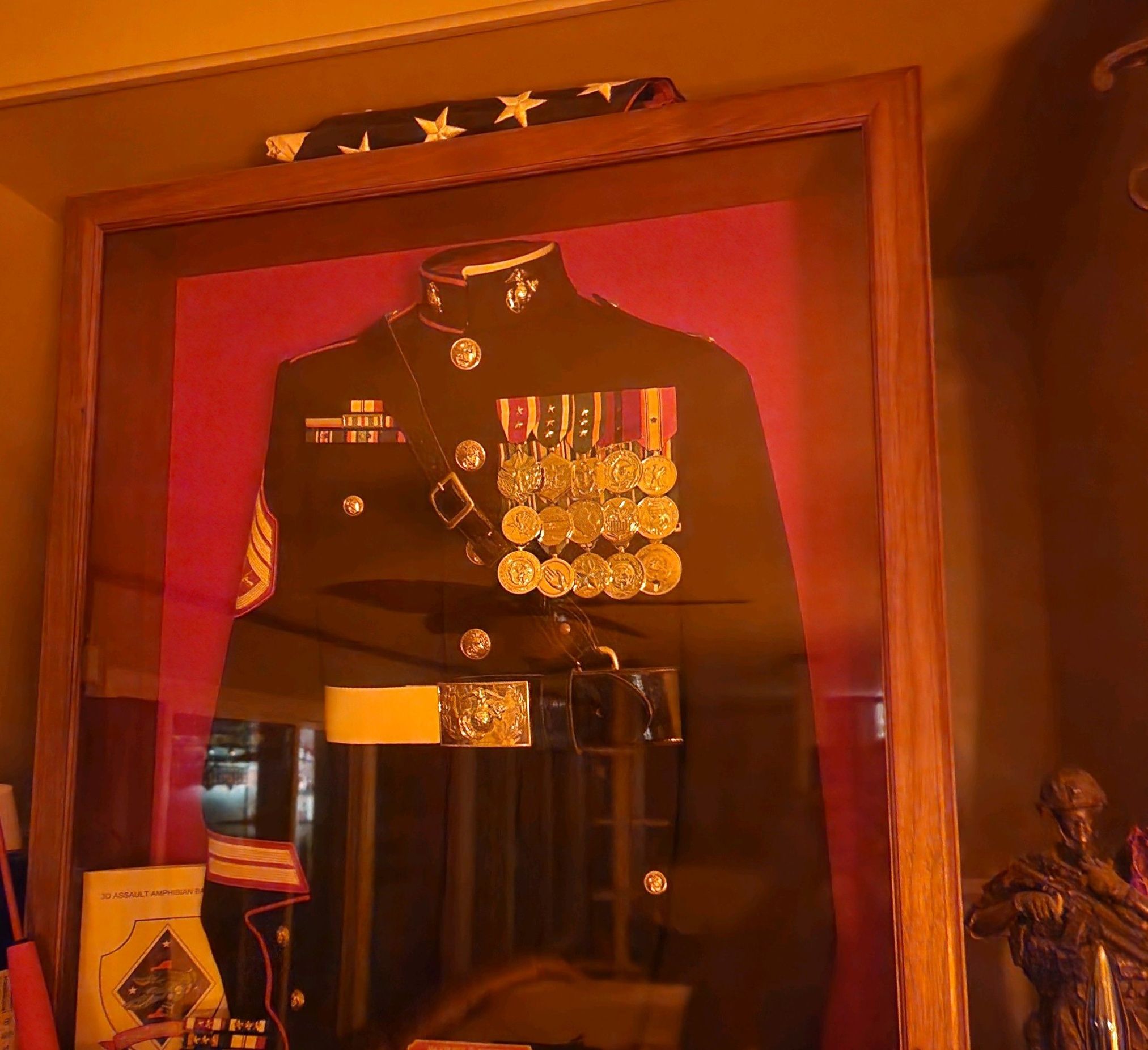 dress blues shadow box Retired Marine's unique uniform display with combat medals Select Pant Waist Size:38 *Uniform Military uniform Rhinestone Embroidered Black Dress CATEGORY_DRESSES