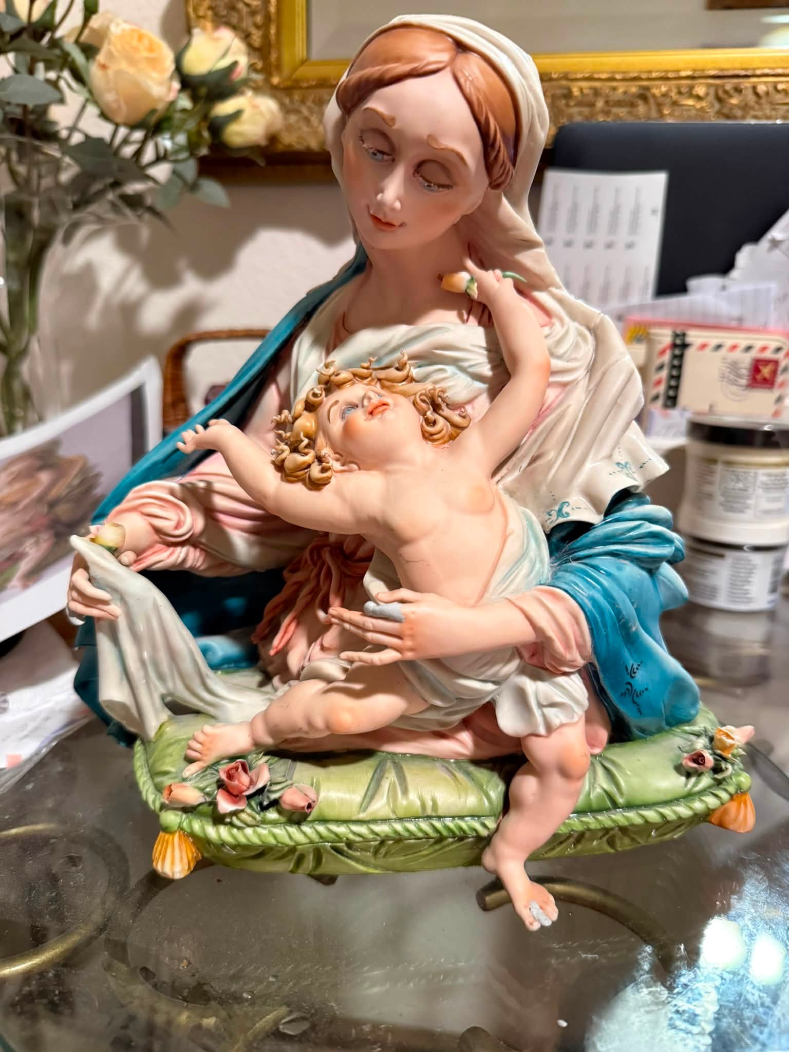Repairing a cute Christmas Fitz and Floyd ceramic pitcher AND a