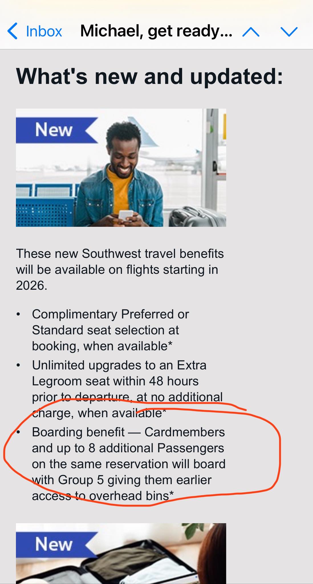 Southwest Companion Pass to the MAX | This is screenshot from email ...
