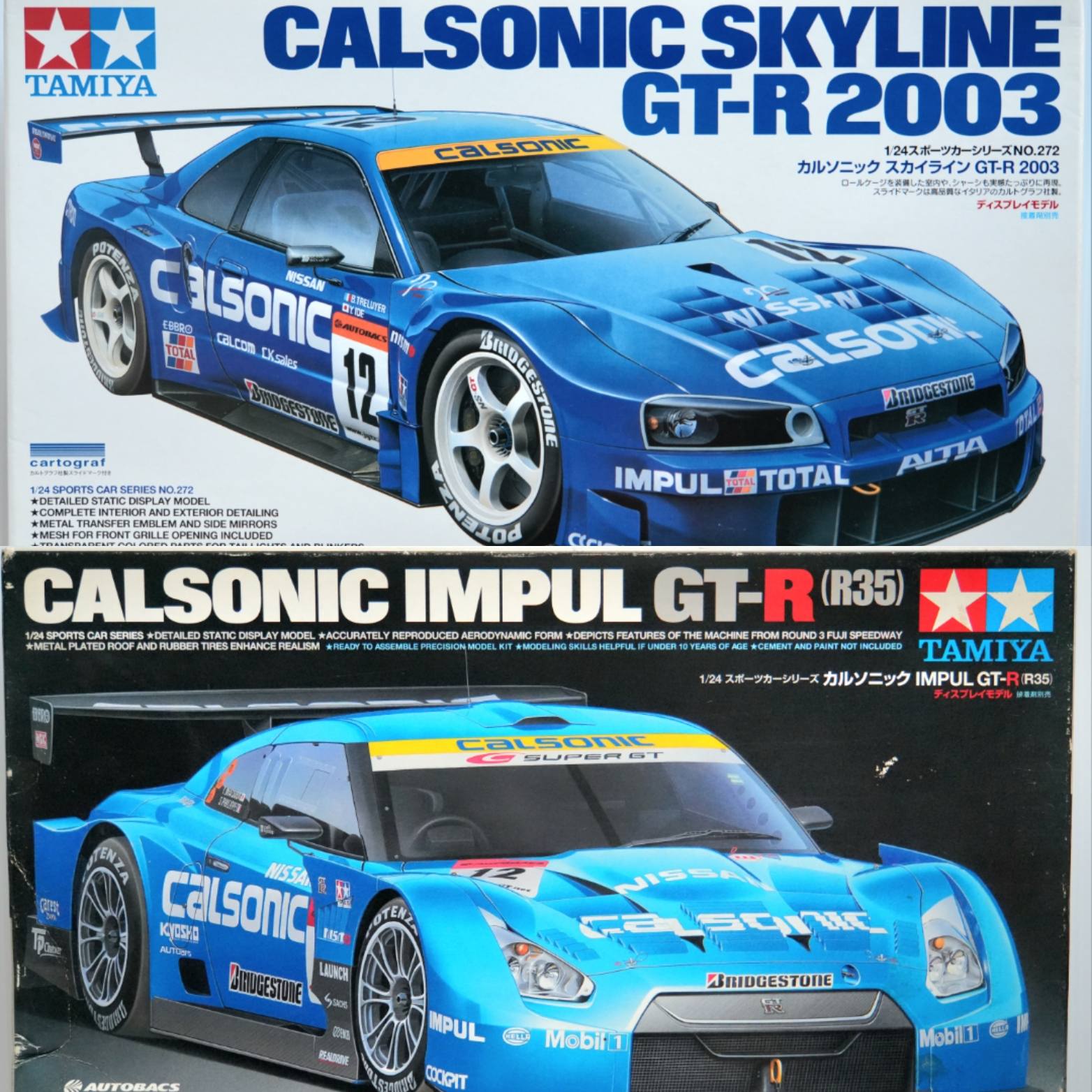 Tamiya Calsonic R34 and R35 model kit assembly