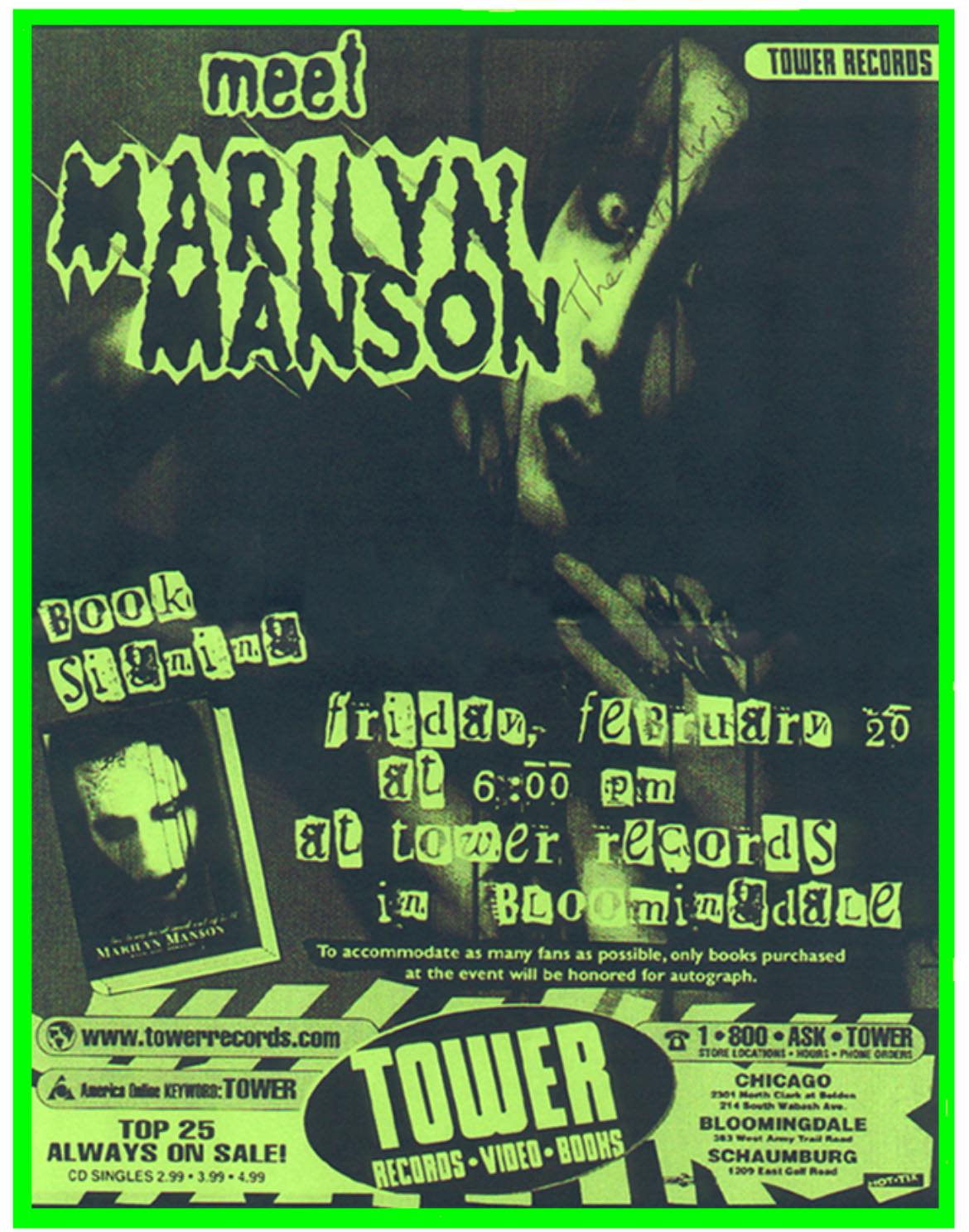 ヴィンテージポスター Emek/ Marilyn Manson 98 デトロイト Authentic