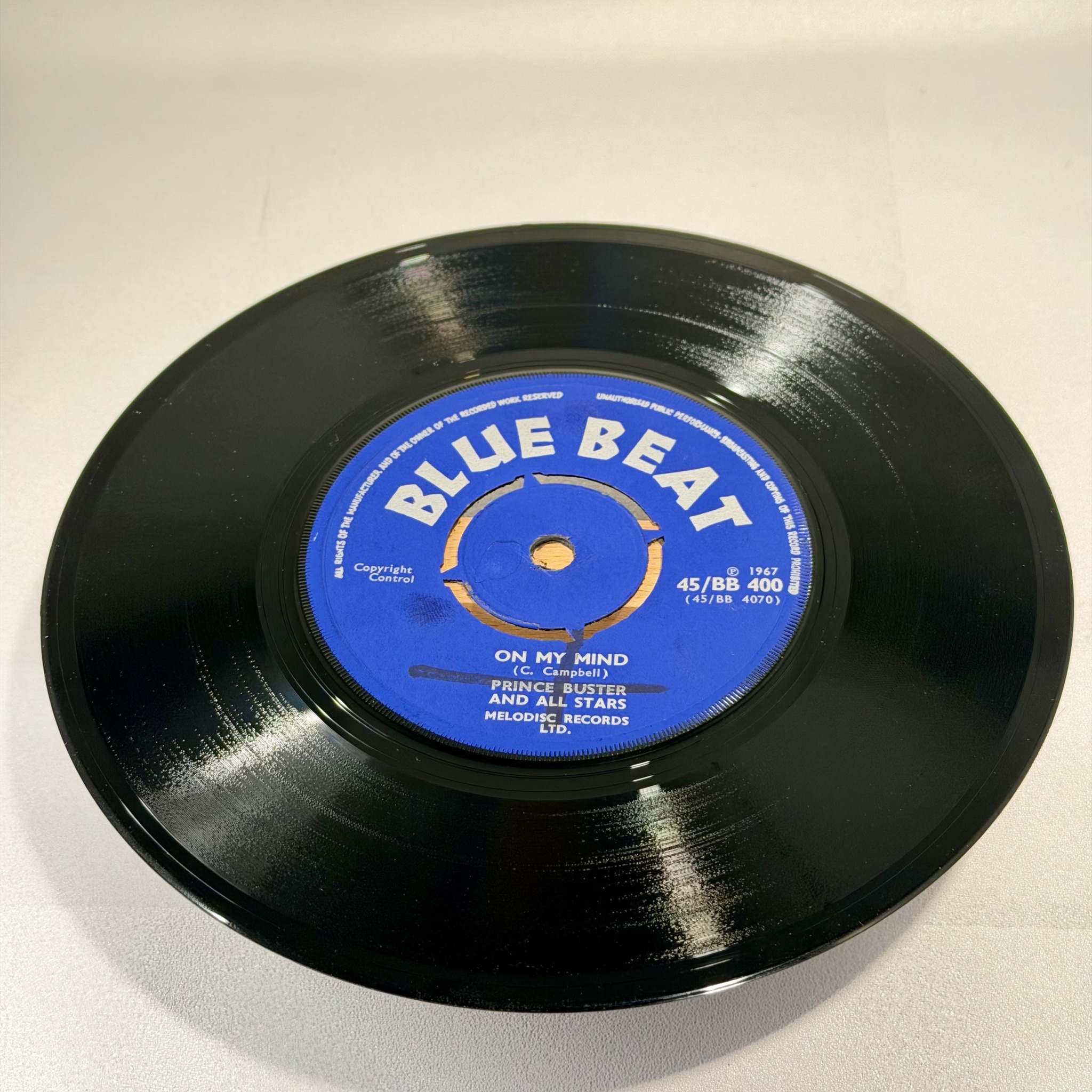 Prince Buster and All Stars 1967 Blue Beat 45/BB 400 Vinyl Record