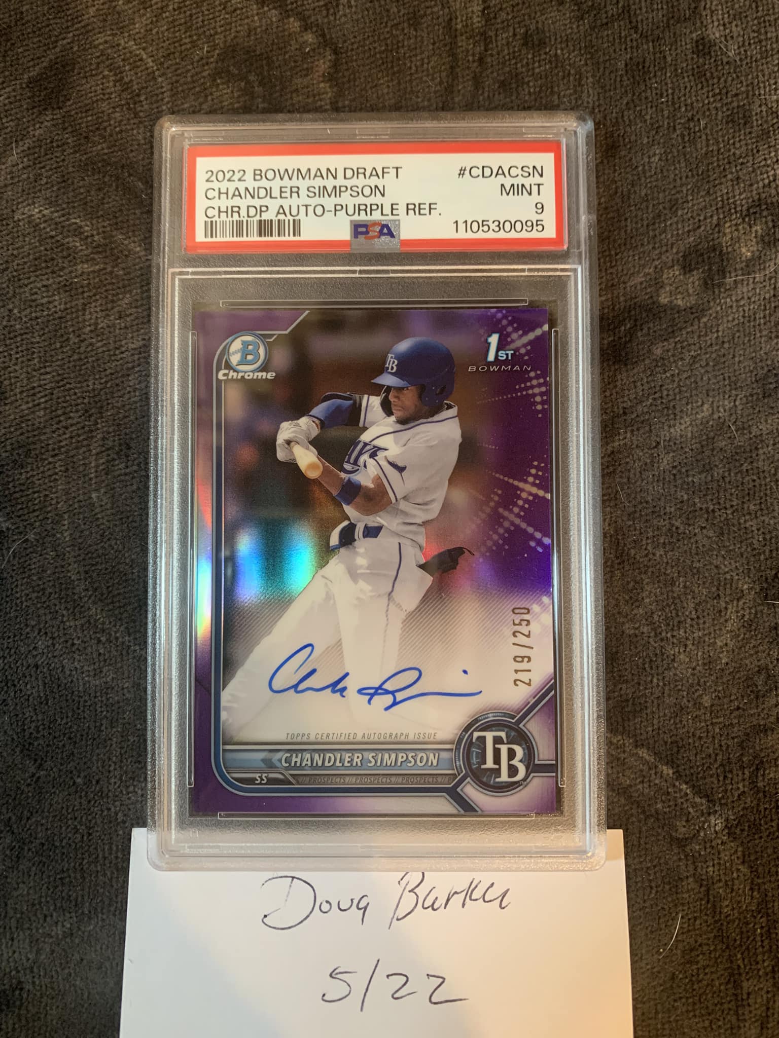 22 Bowman Draft Chandler Simpson Purple Refractor PSA 9 $125 Shipped