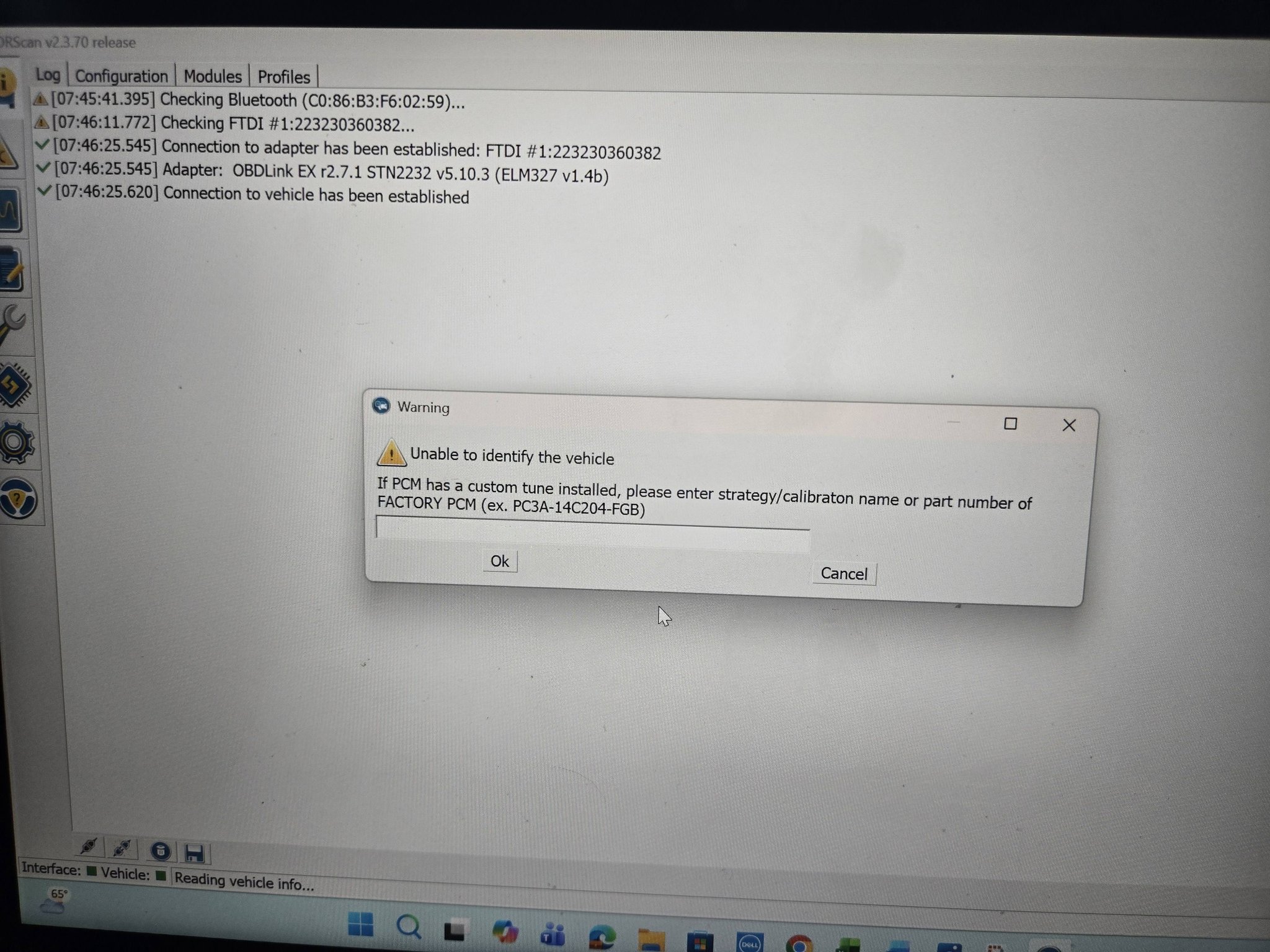 Why can't Forscan identify my vehicle?