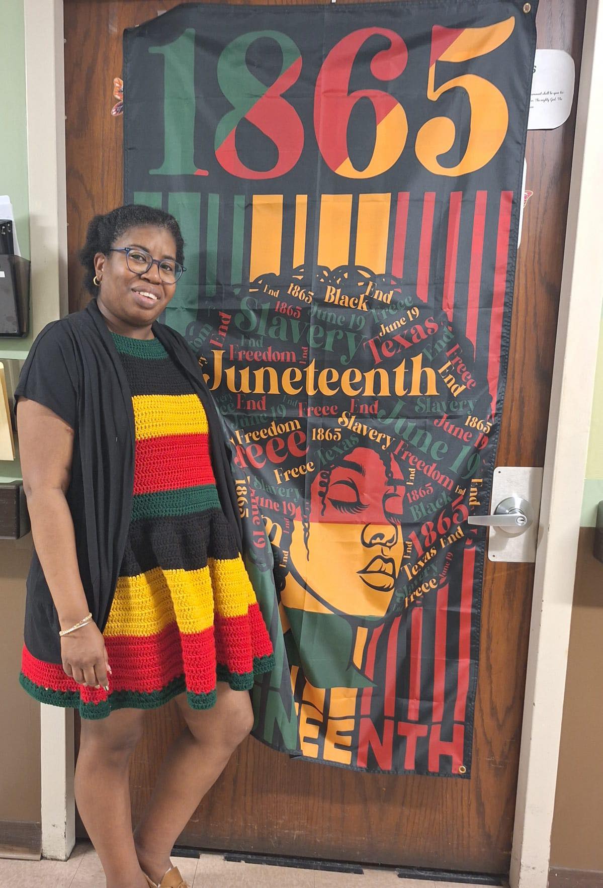 Handmade Juneteenth dress from acrylic yarn