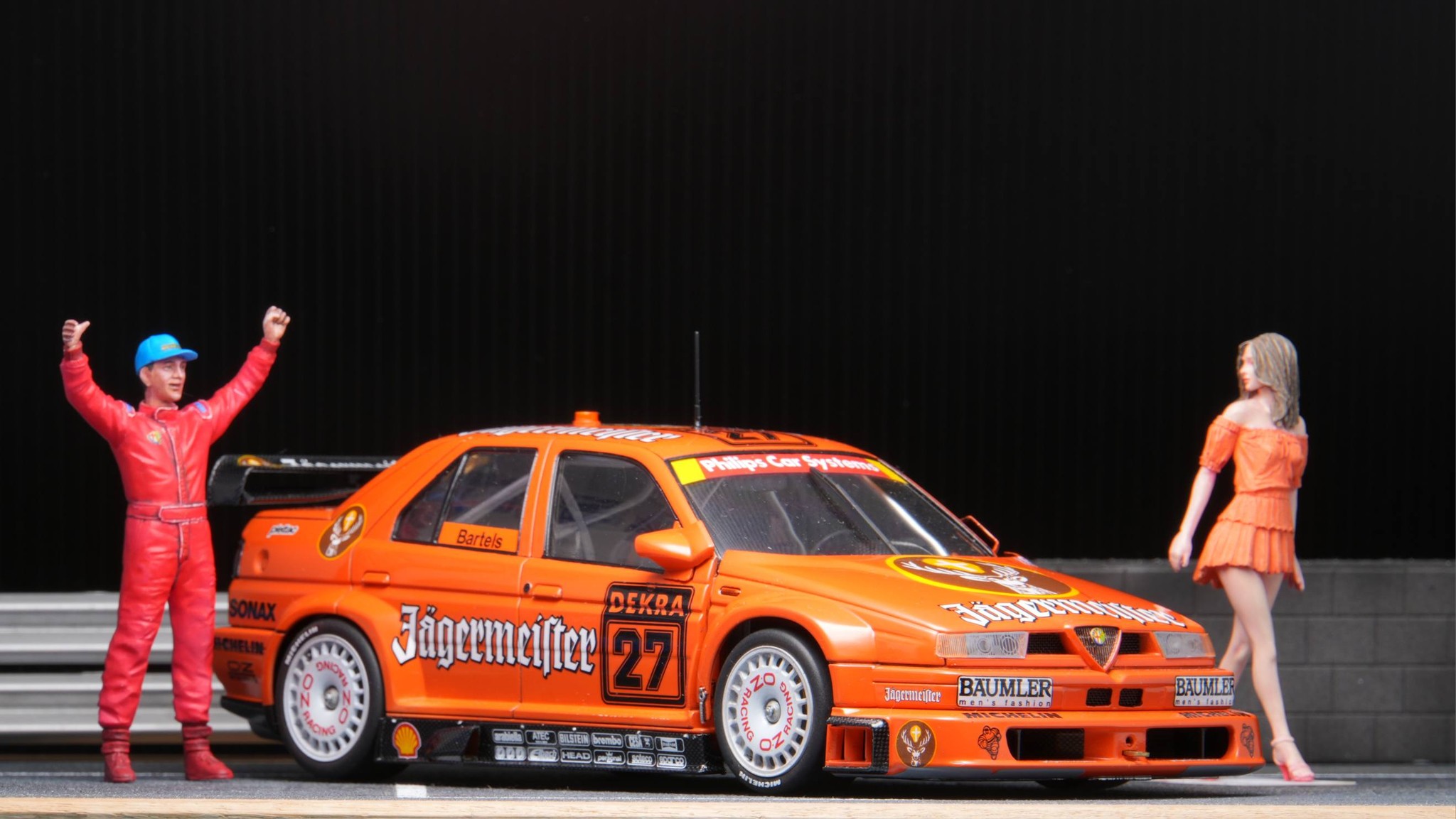 Tamiya Jagermeister Alfa Romeo 155V6Ti model car completed