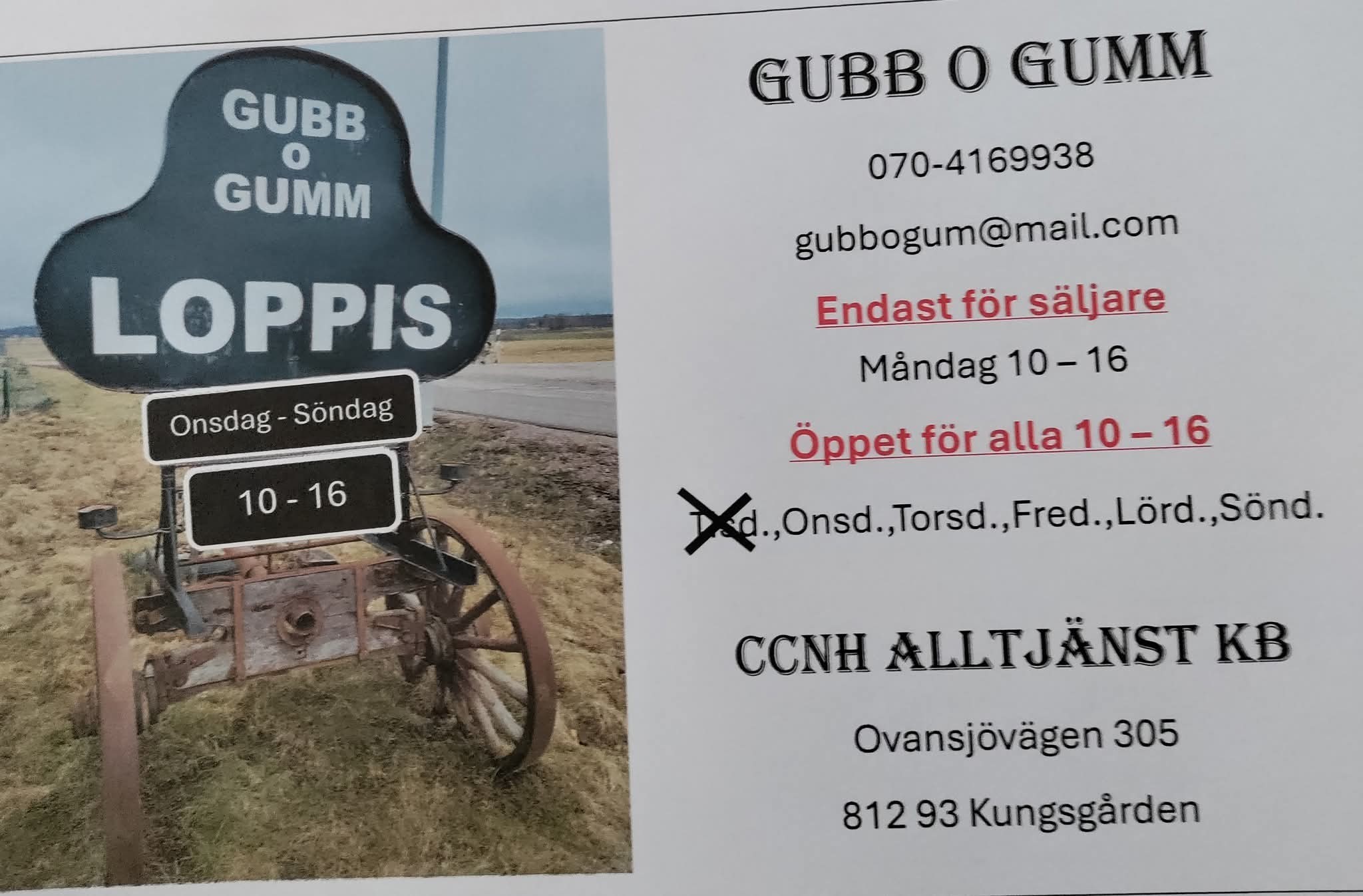 Kungsgårdens Gubb och Gumm Loppis | Öppettider Onsdag-Söndag 10-16 ...